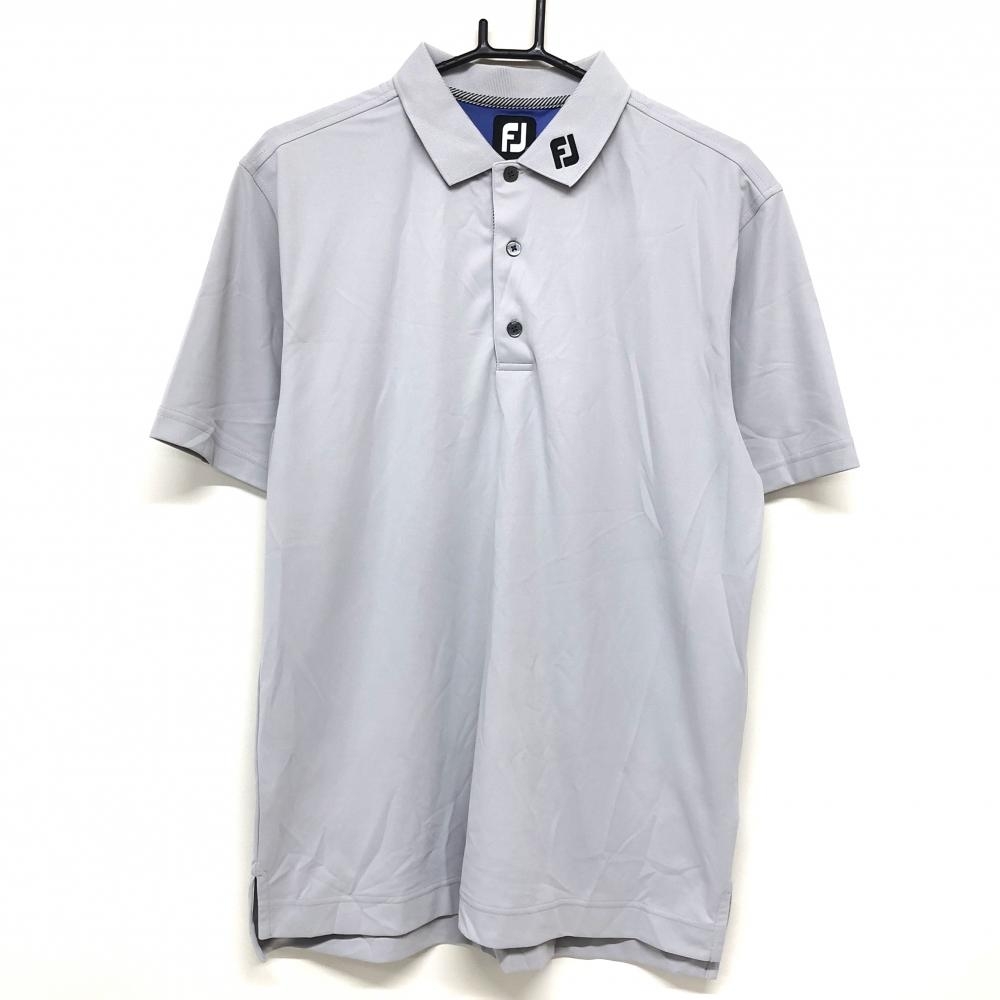 【美品】フットジョイ 半袖ポロシャツ ライトグレー ロゴ刺しゅう メンズ XL ゴルフウェア FootJoy