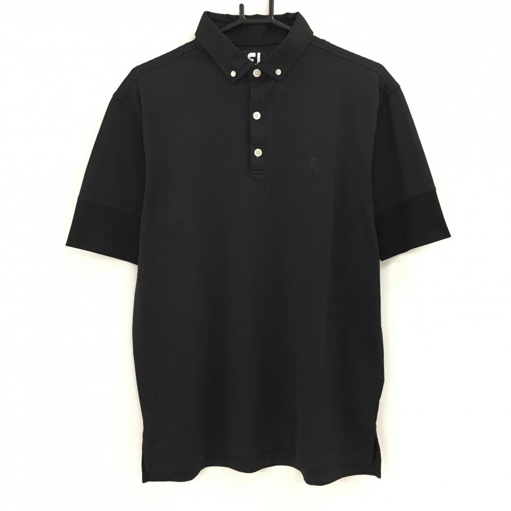 【美品】フットジョイ 半袖ポロシャツ 黒 ボタンダウン ロゴ  メンズ XL ゴルフウェア FootJoy