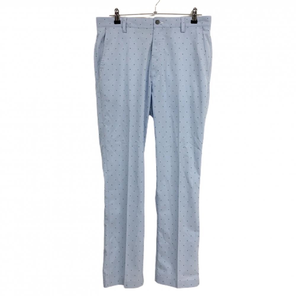 フットジョイ パンツ ライトブルー×グリーン 地模様 ドット調 ロゴ刺しゅう ストレッチ 薄手 メンズ W33 ゴルフウェア FootJoy