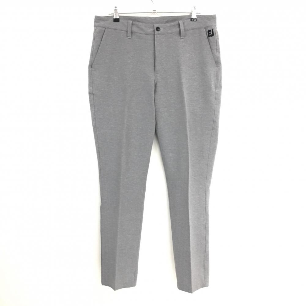【美品】フットジョイ パンツ グレー ストライプ地模様 ロゴ刺しゅう メンズ XXL ゴルフウェア 大きいサイズ FootJoy