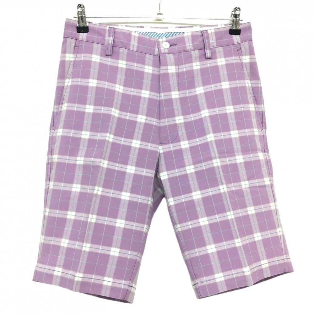 フットジョイ ハーフパンツ パープル×白 チェック メンズ W76 ゴルフウェア FootJoy