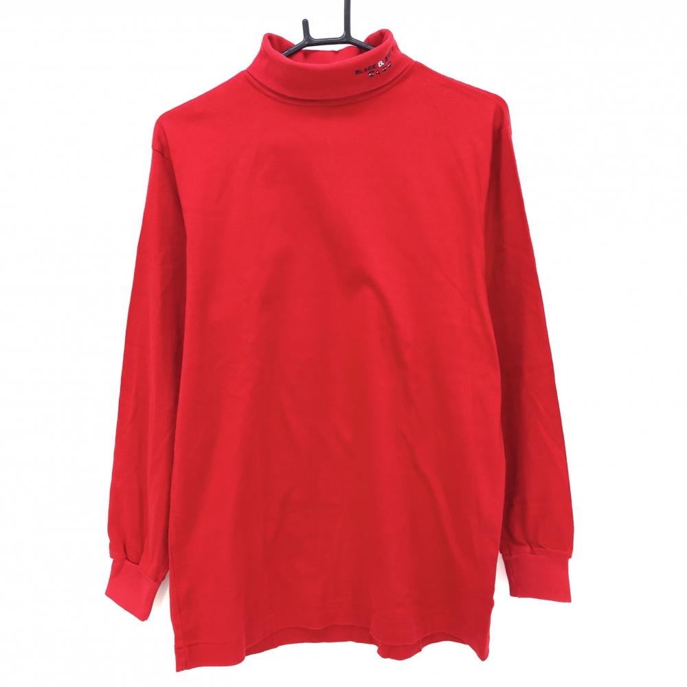 ブラックアンドホワイト 長袖タートルネックシャツ レッド ネック刺しゅう  メンズ MEDIUM ゴルフウェア Black＆White