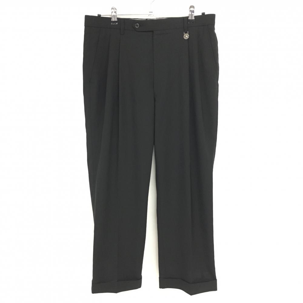 【超美品】ブラックアンドホワイト パンツ 黒 裾ダブル 薄手 メンズ 88 ゴルフウェア Black＆White