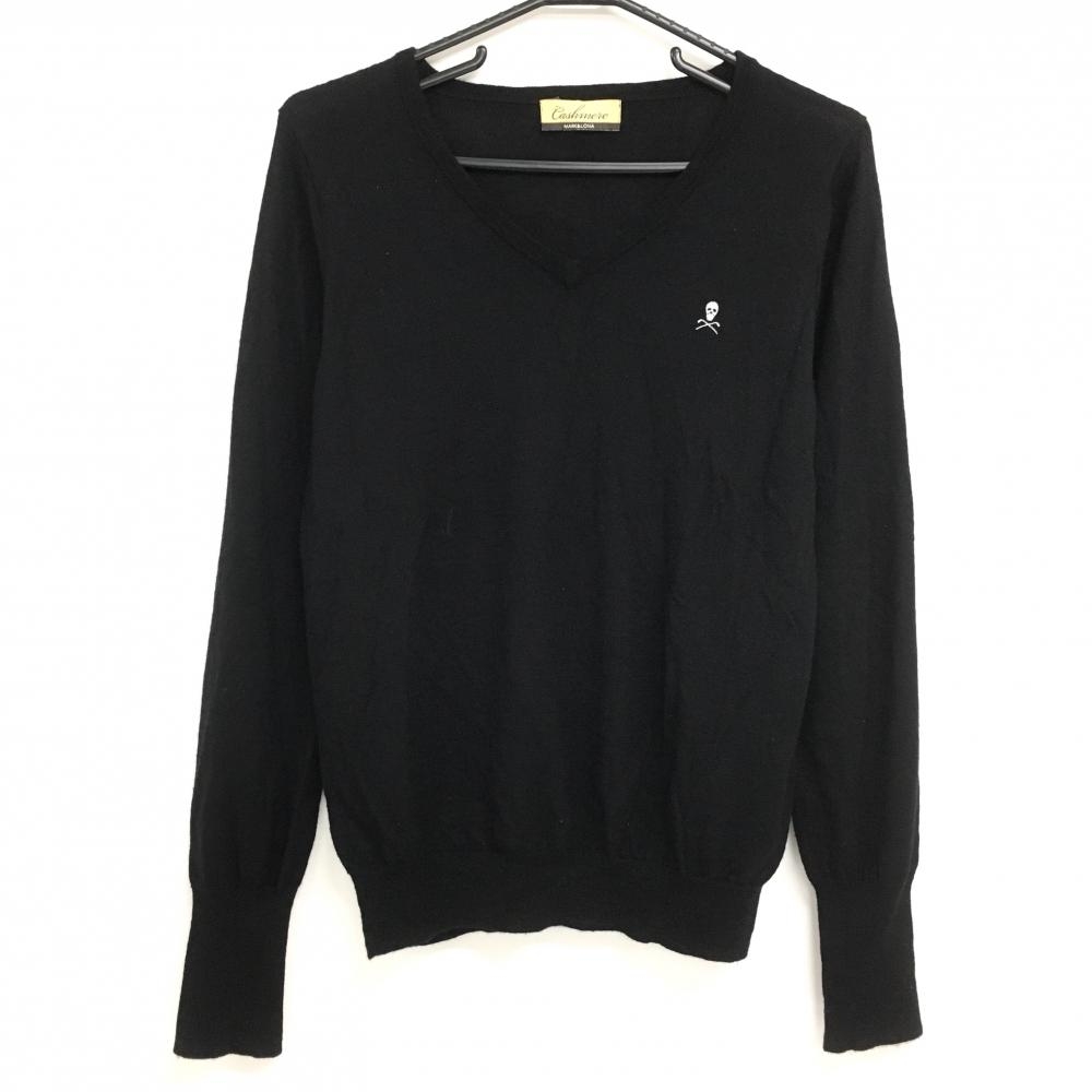 マークアンドロナ セーター 黒 カシミヤ Vネック ニット 薄手 メンズ 表記なし ゴルフウェア MARK＆LONA