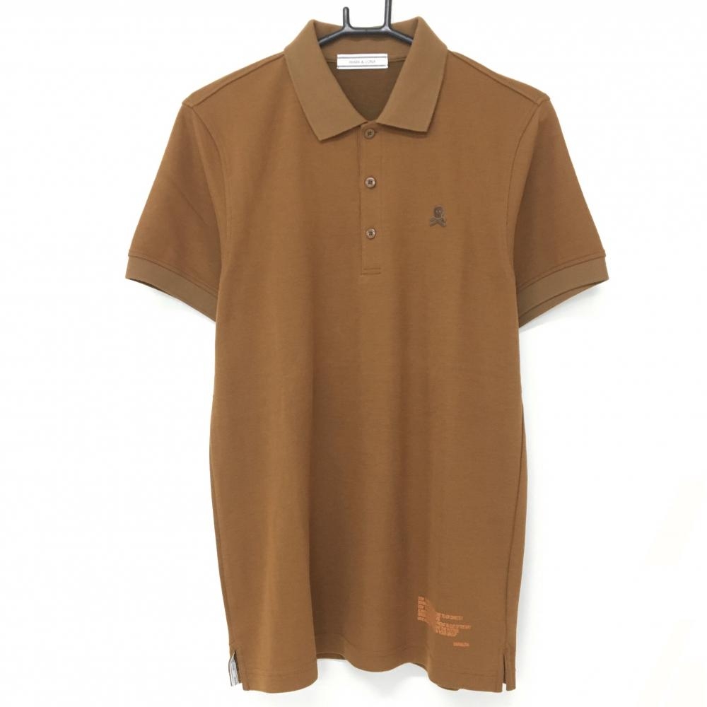 【美品】マークアンドロナ 半袖ポロシャツ ブラウン スカル メンズ 48(L) ゴルフウェア MARK＆LONA