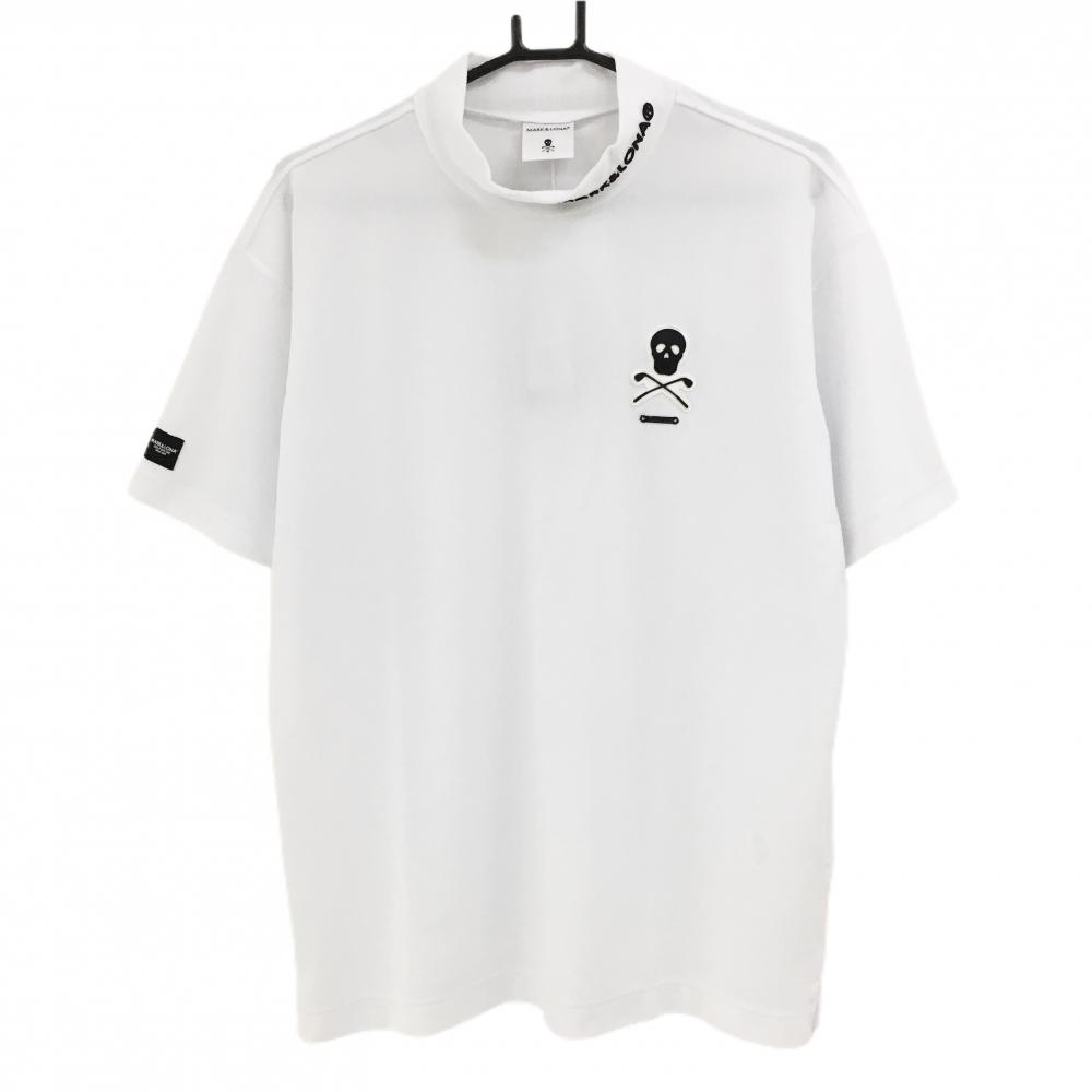 【新品】マークアンドロナ 半袖ハイネックシャツ 白  メンズ 46(M) ゴルフウェア 2024年モデル MARK＆LONA