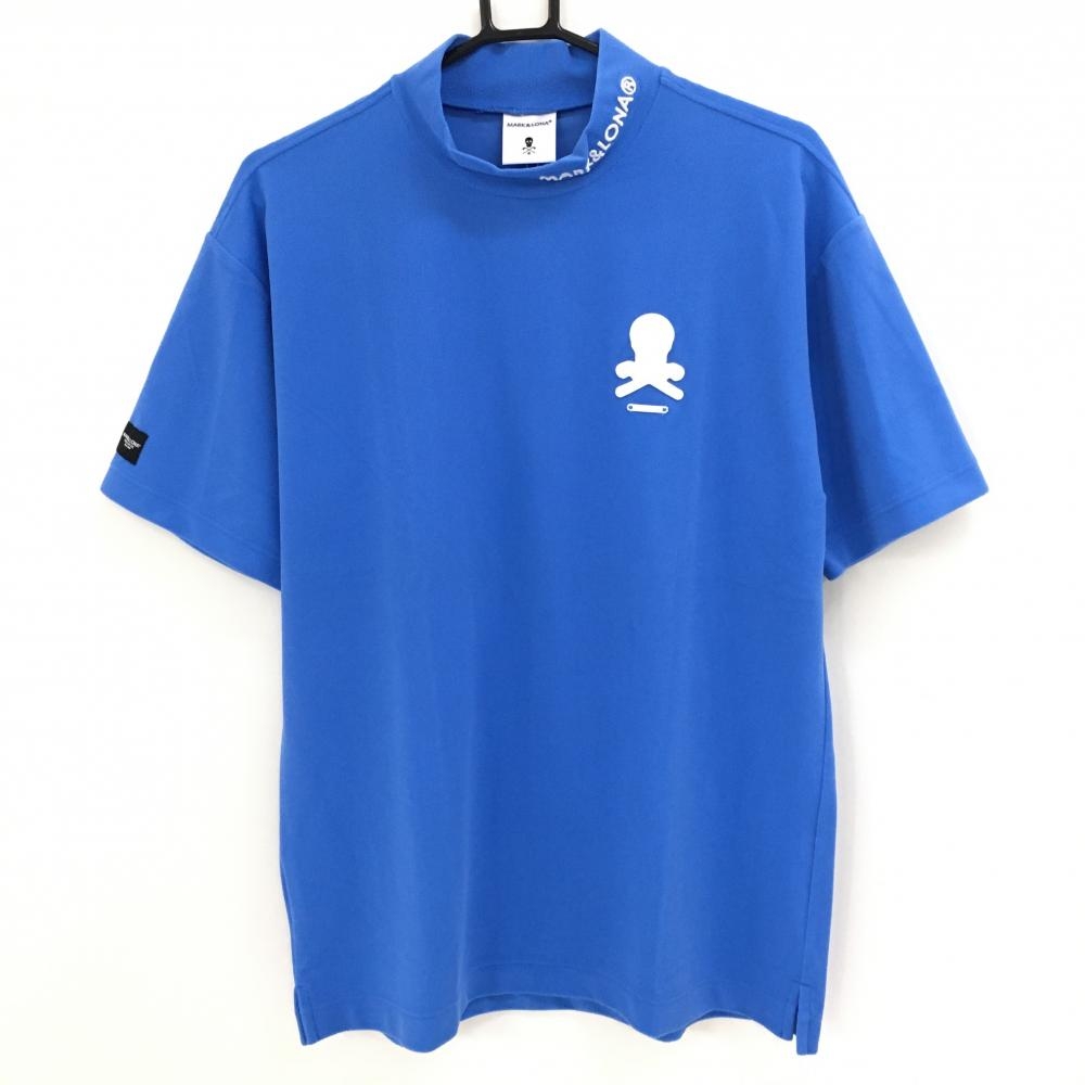 【新品】マークアンドロナ 半袖ハイネックシャツ ブルー  メンズ 46(M) ゴルフウェア 2024年モデル MARK＆LONA