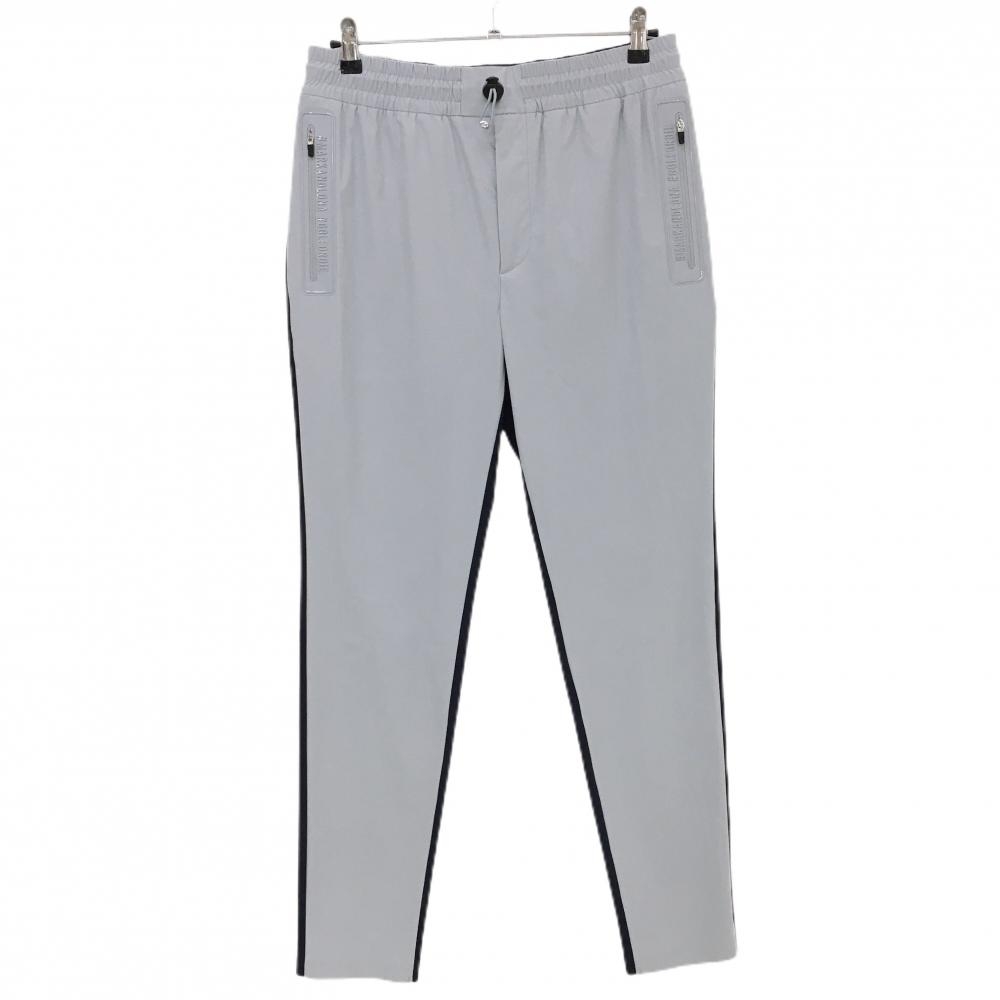 【新品】マークアンドロナ パンツ ライトグレー×ネイビー スカル ウエストゴム  メンズ 48 ゴルフウェア 2023年モデル MARK＆LONA