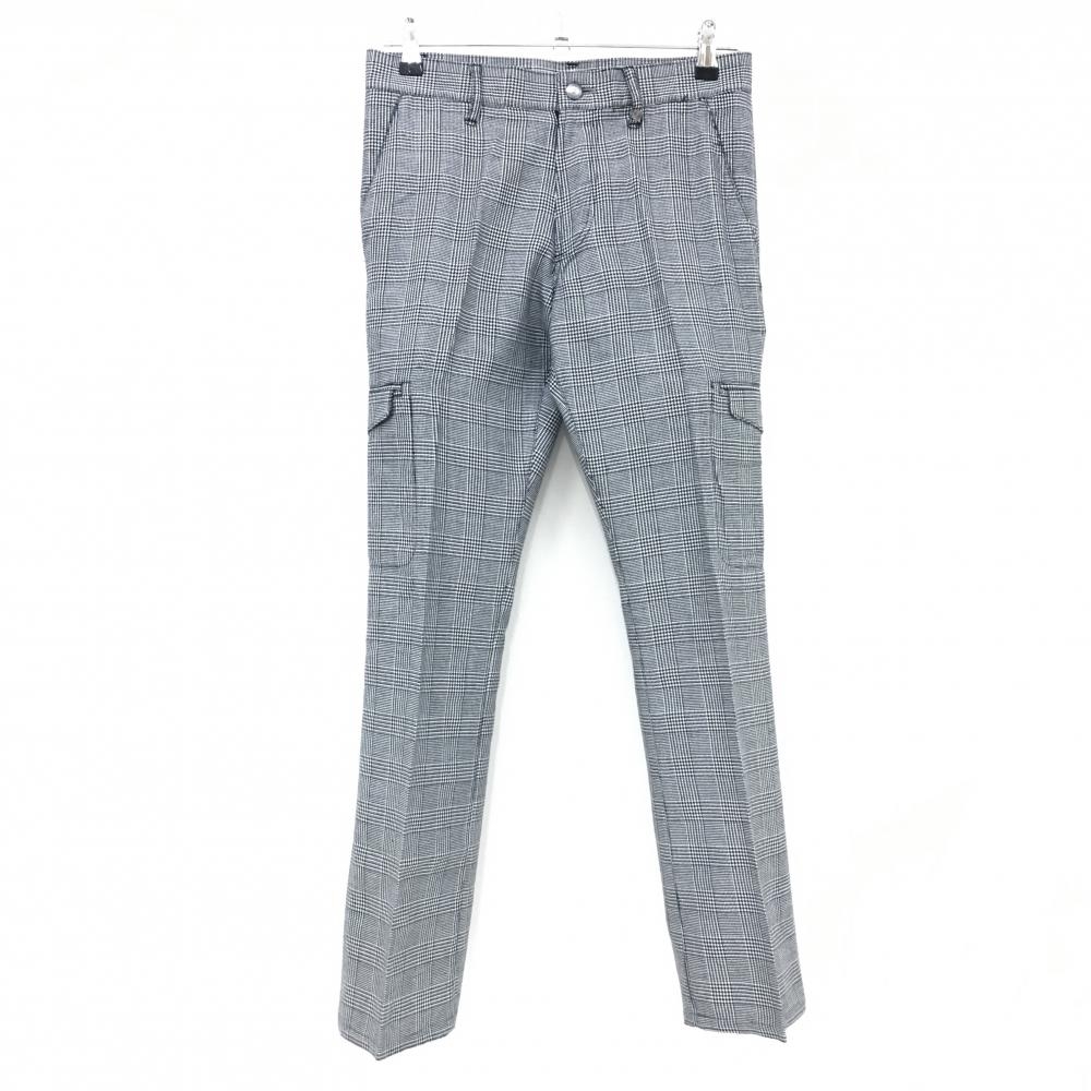 【美品】マークアンドロナ パンツ 黒×白 グレンチェック スカル刺しゅう メンズ XS ゴルフウェア MARK＆LONA