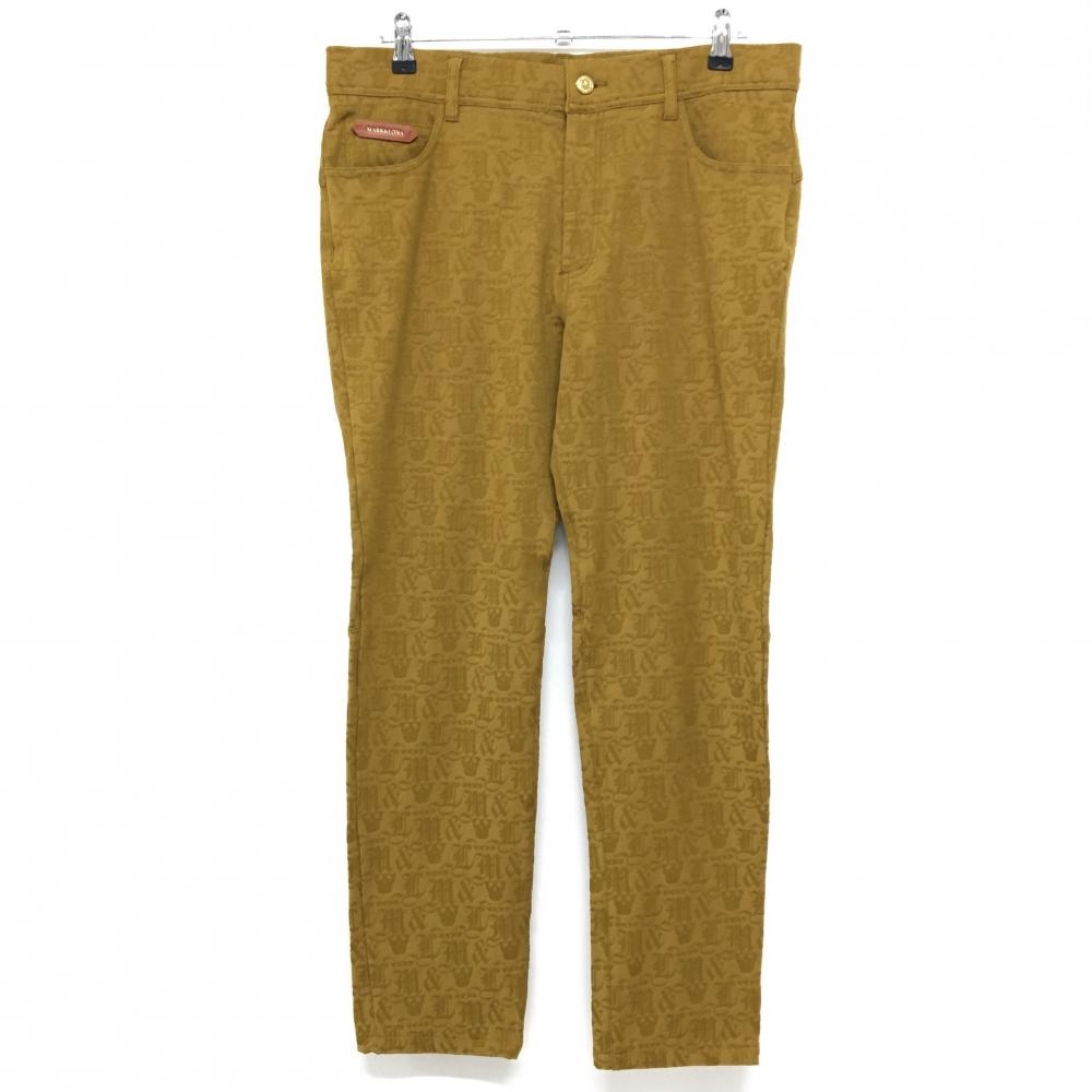 【美品】マークアンドロナ パンツ ライトブラウン系 総柄地模様 ストレッチ メンズ 50(XL) ゴルフウェア 2024年モデル MARK＆LONA