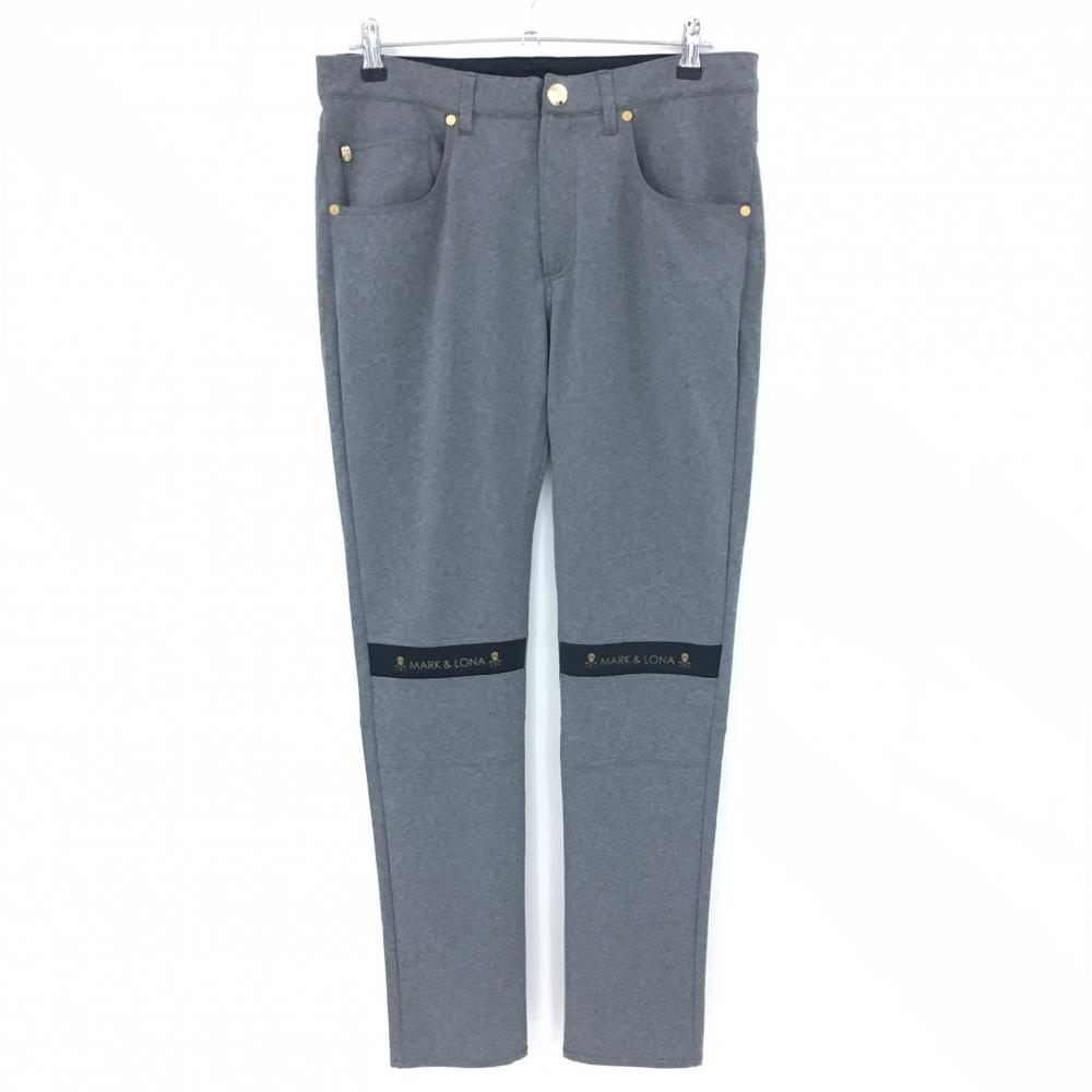 【美品】マークアンドロナ パンツ グレー×黒 スカル ストレッチ メンズ  ゴルフウェア MARK＆LONA