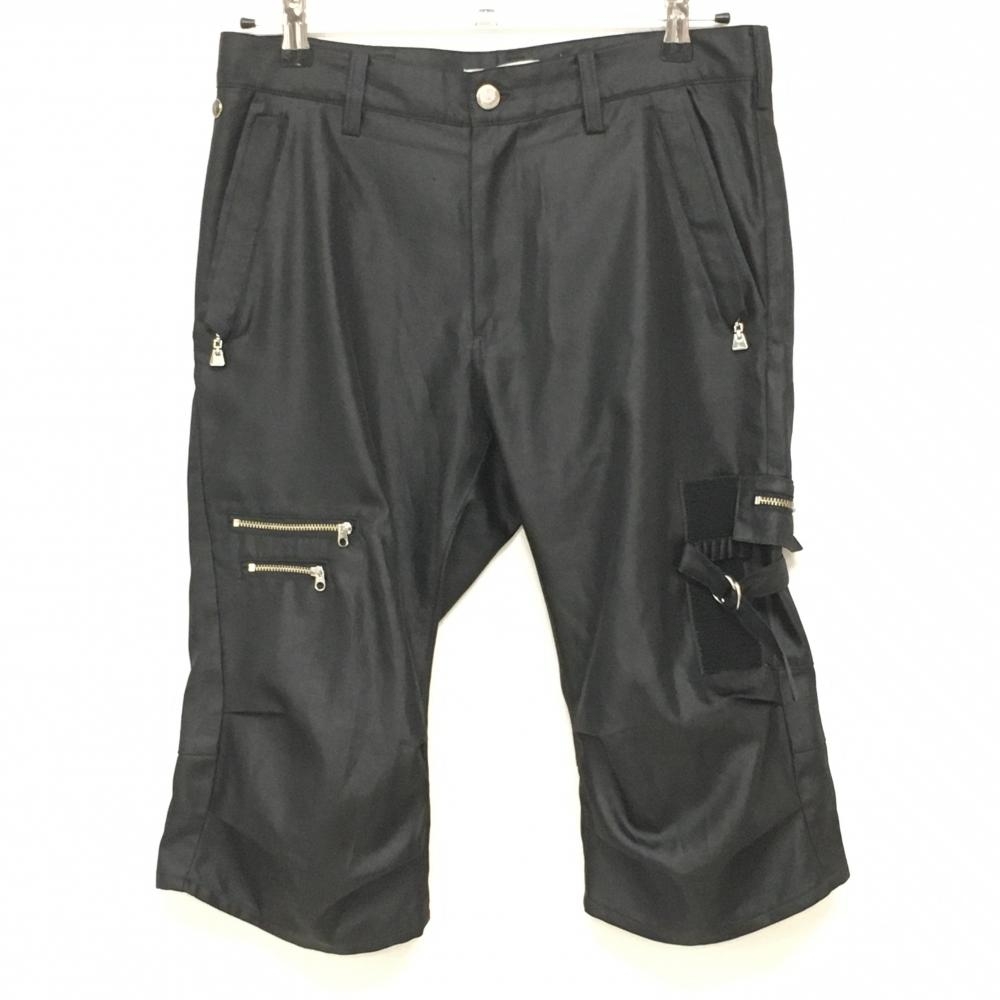 【美品】マークアンドロナ ハーフパンツ 黒 複数ジップ メンズ S ゴルフウェア MARK＆LONA