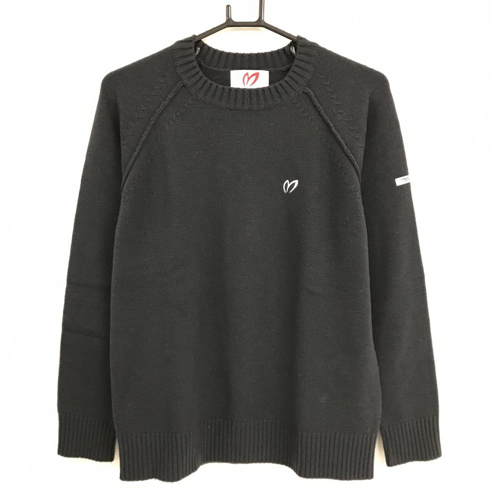 【美品】マスターバニー セーター グレー ロゴ白 ウール100％ ニット メンズ 4(M) ゴルフウェア MASTER BUNNY EDITION