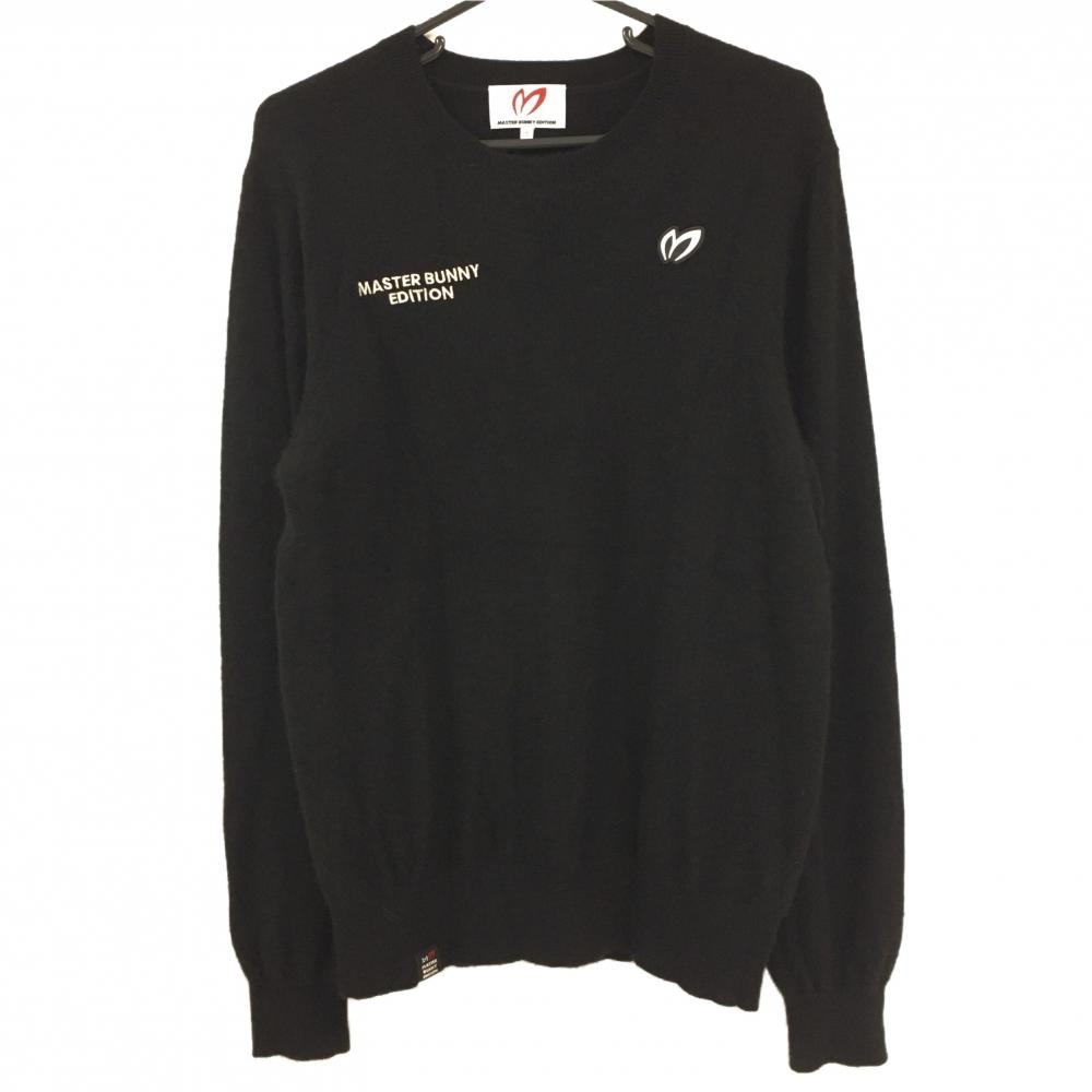 【超美品】マスターバニー セーター 黒 カシミヤ100％ 胸元ロゴ刺しゅう  メンズ 7(2XL) ゴルフウェア MASTER BUNNY EDITION