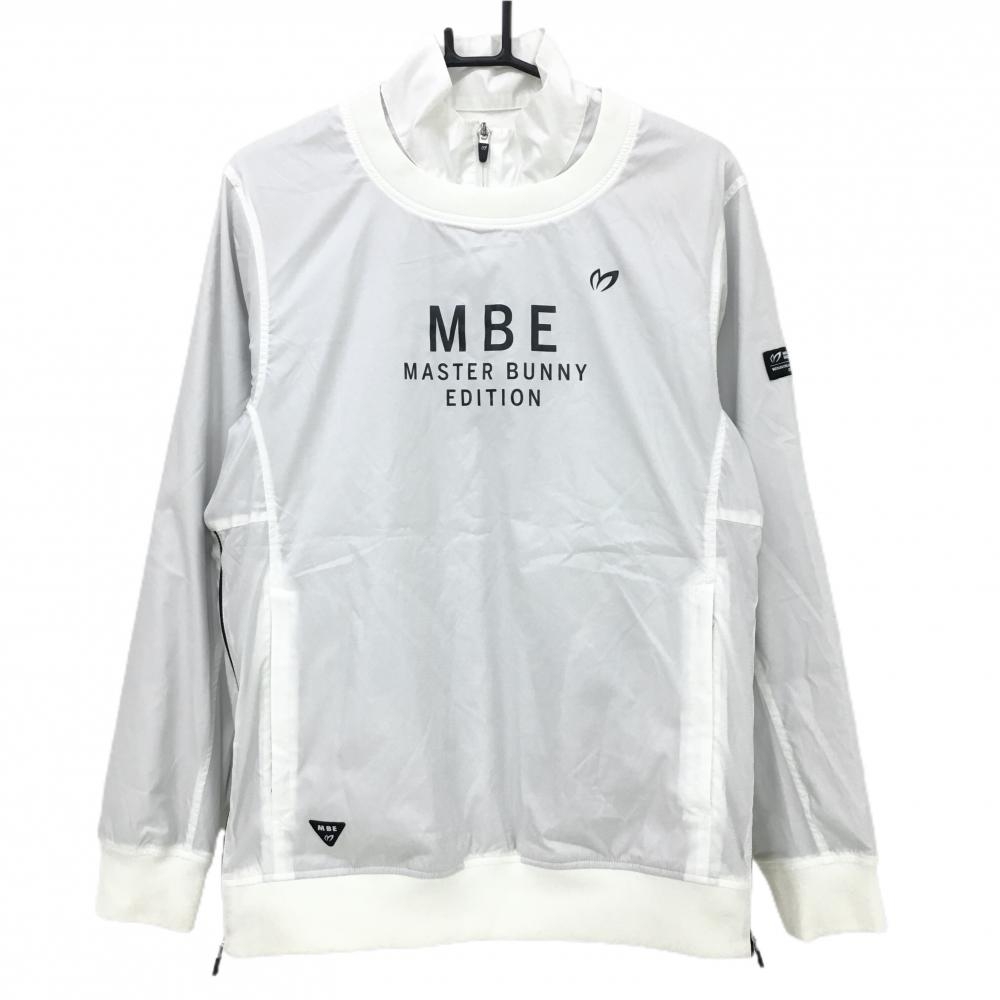 【超美品】マスターバニー ツインスニード 白×黒 フロントロゴ 蓄熱裏地 ブルゾン メンズ 5(L) ゴルフウェア MASTER BUNNY EDITION