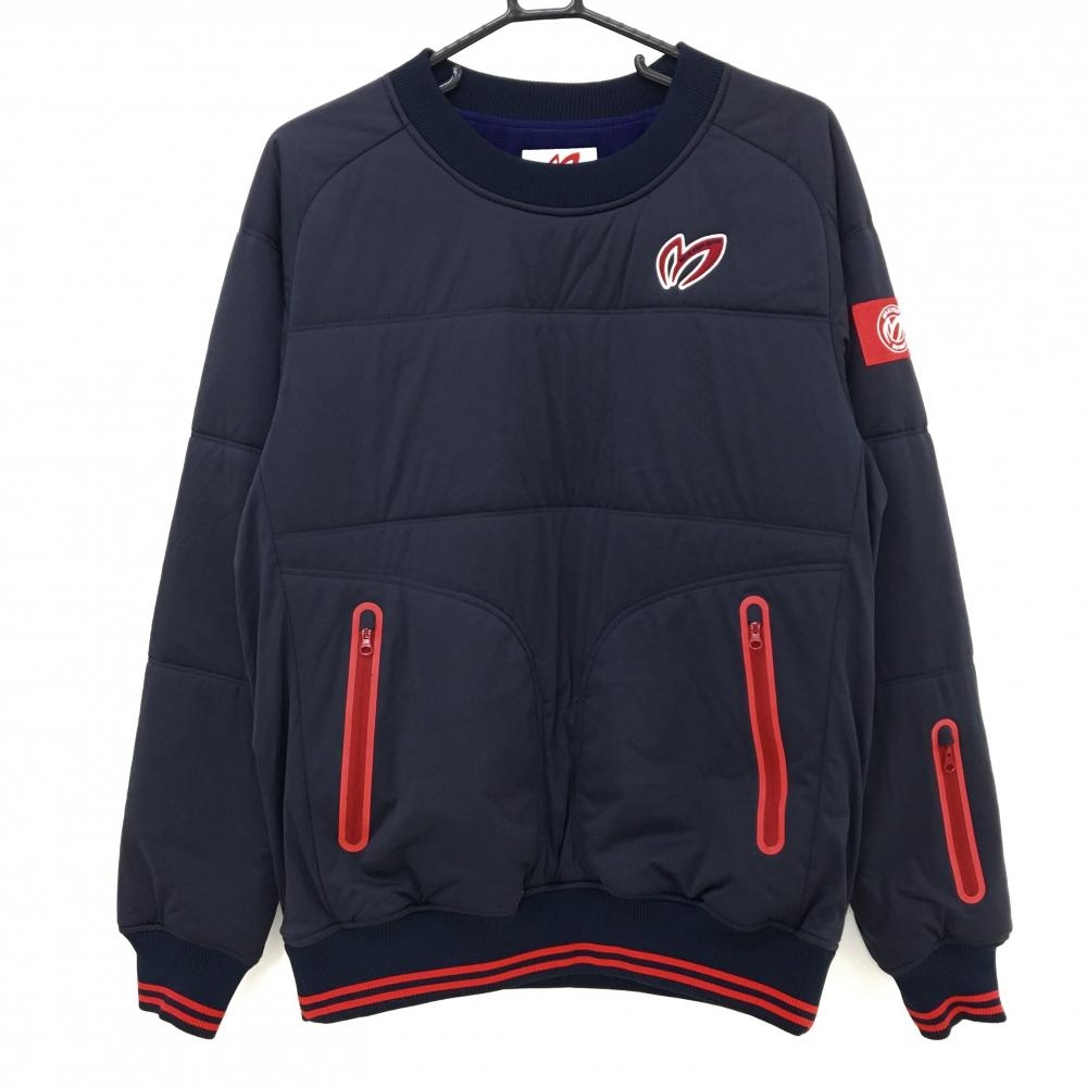【美品】マスターバニー 中綿スニード 黒系×レッド 裏微起毛 ブルゾン  メンズ 4(M) ゴルフウェア MASTER BUNNY EDITION