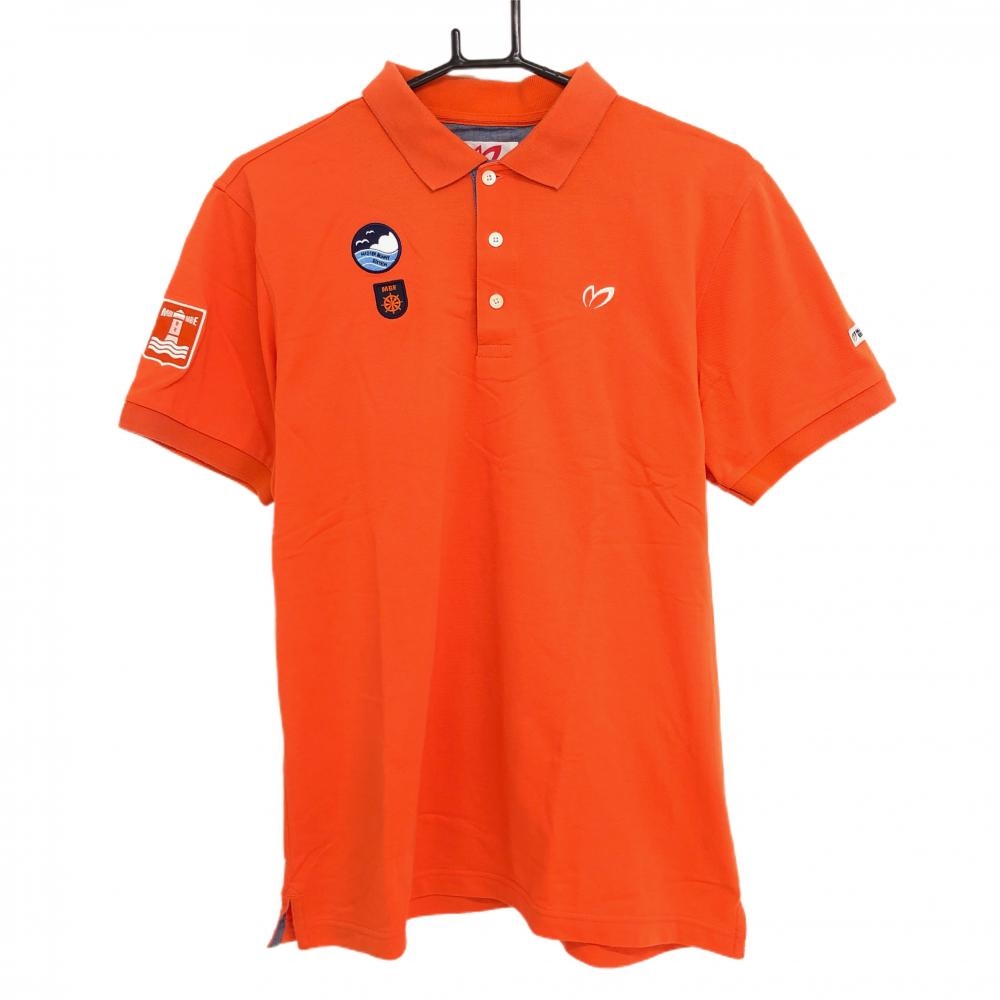 マスターバニー 半袖ポロシャツ オレンジ 複数ワッペン  メンズ 5(L) ゴルフウェア MASTER BUNNY EDITION