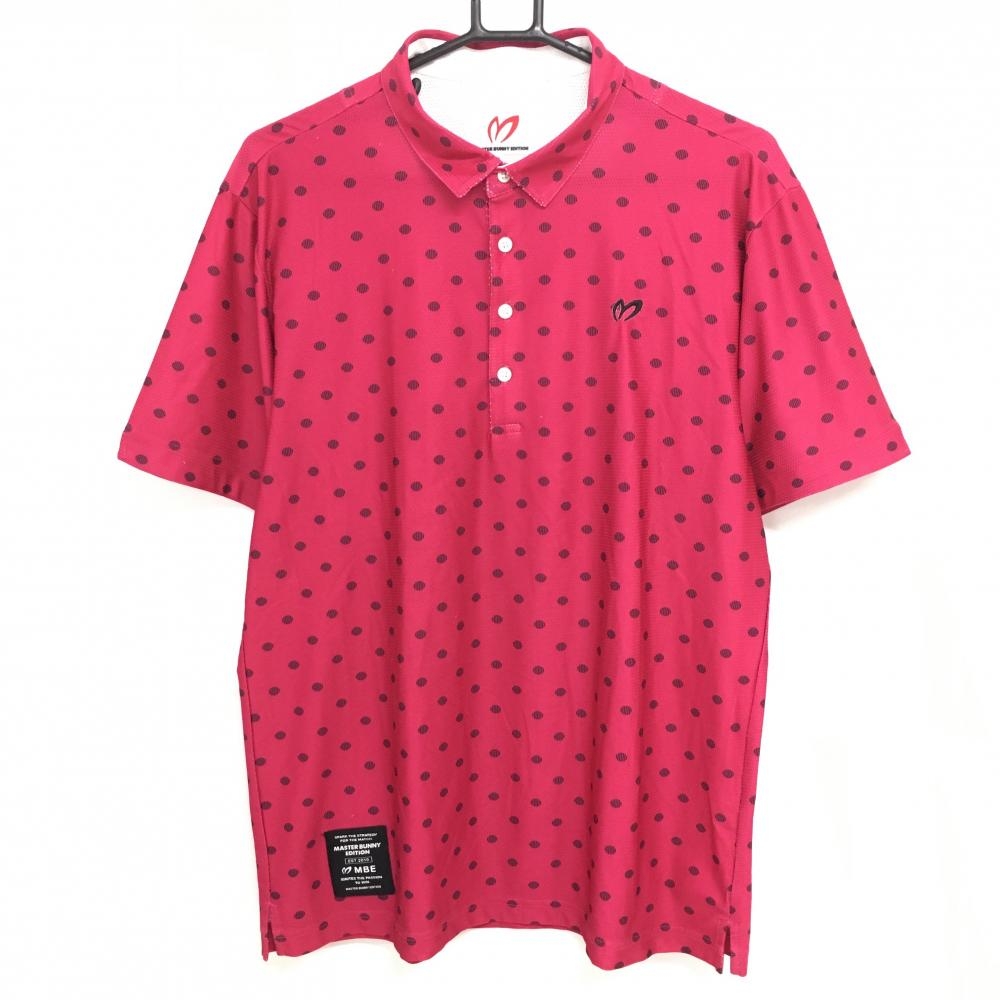 マスターバニー 半袖ポロシャツ ピンク系×黒 ドット メンズ 6(XL) ゴルフウェア 2023年モデル MASTER BUNNY EDITION