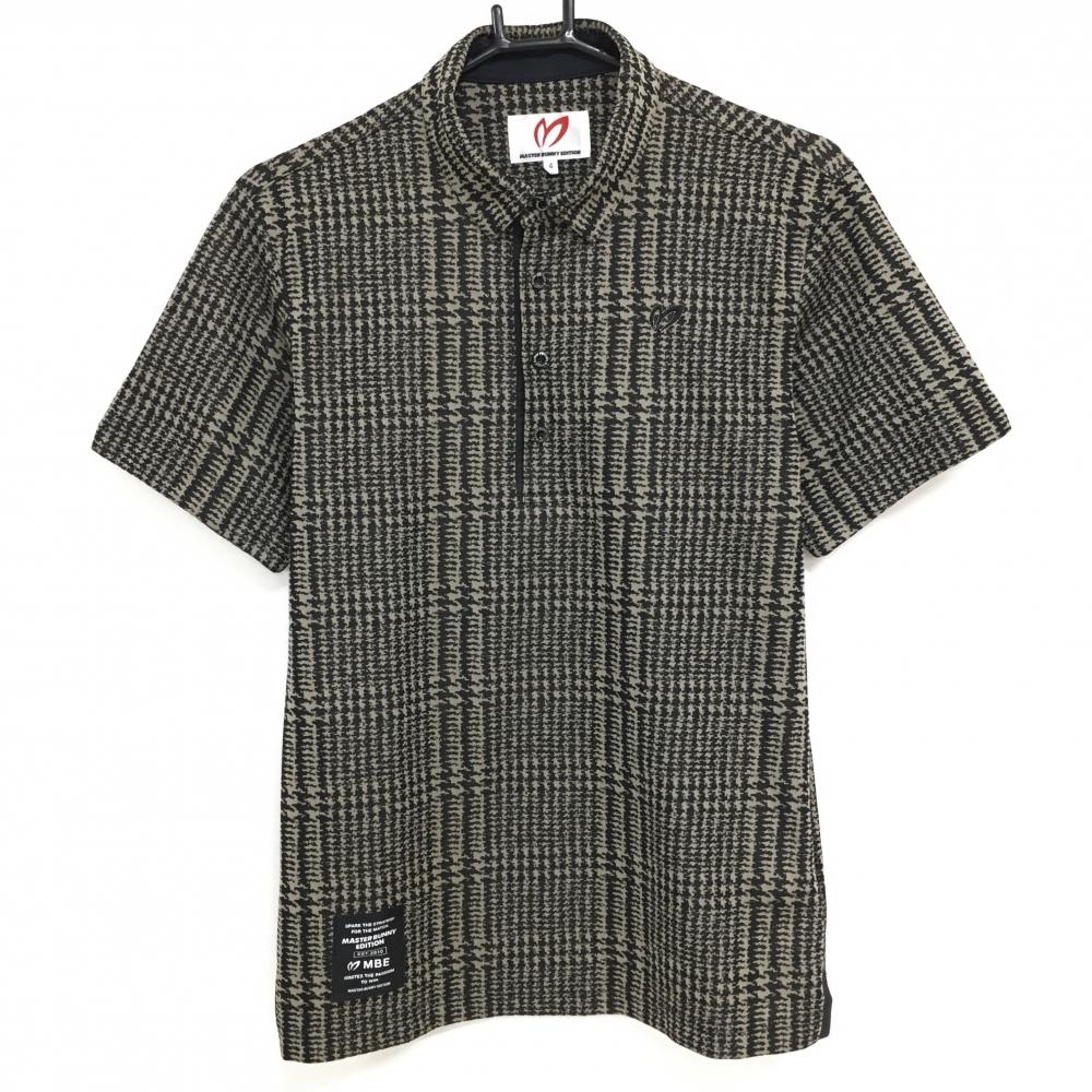【超美品】マスターバニー 半袖ポロシャツ ベージュ×黒 グレンチェック風 メンズ 4(M) ゴルフウェア 2023年モデル MASTER BUNNY EDITION