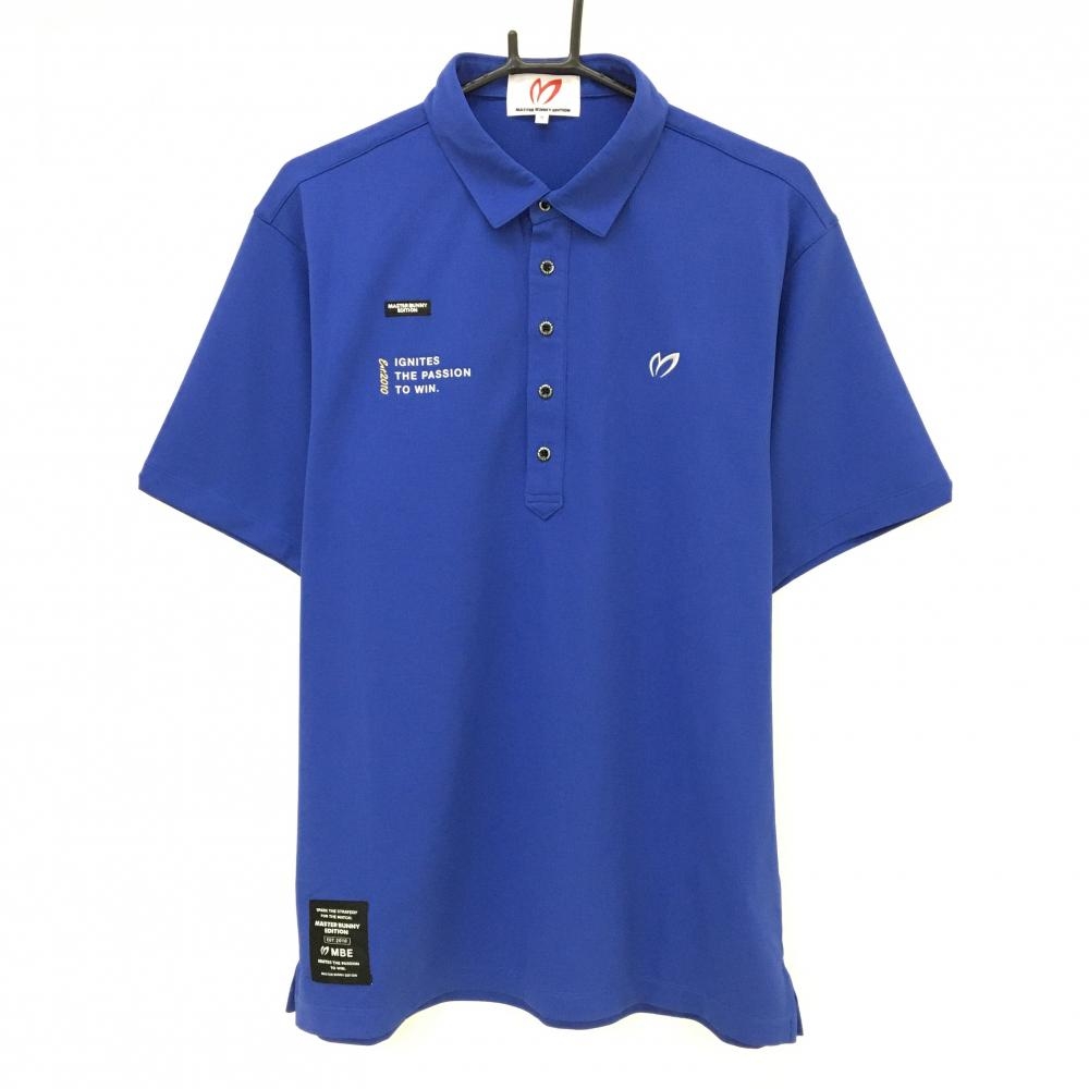 【超美品】マスターバニー 半袖ポロシャツ ブルー 背面ビッグロゴ メンズ 6(XL) ゴルフウェア 2024年モデル MASTER BUNNY EDITION