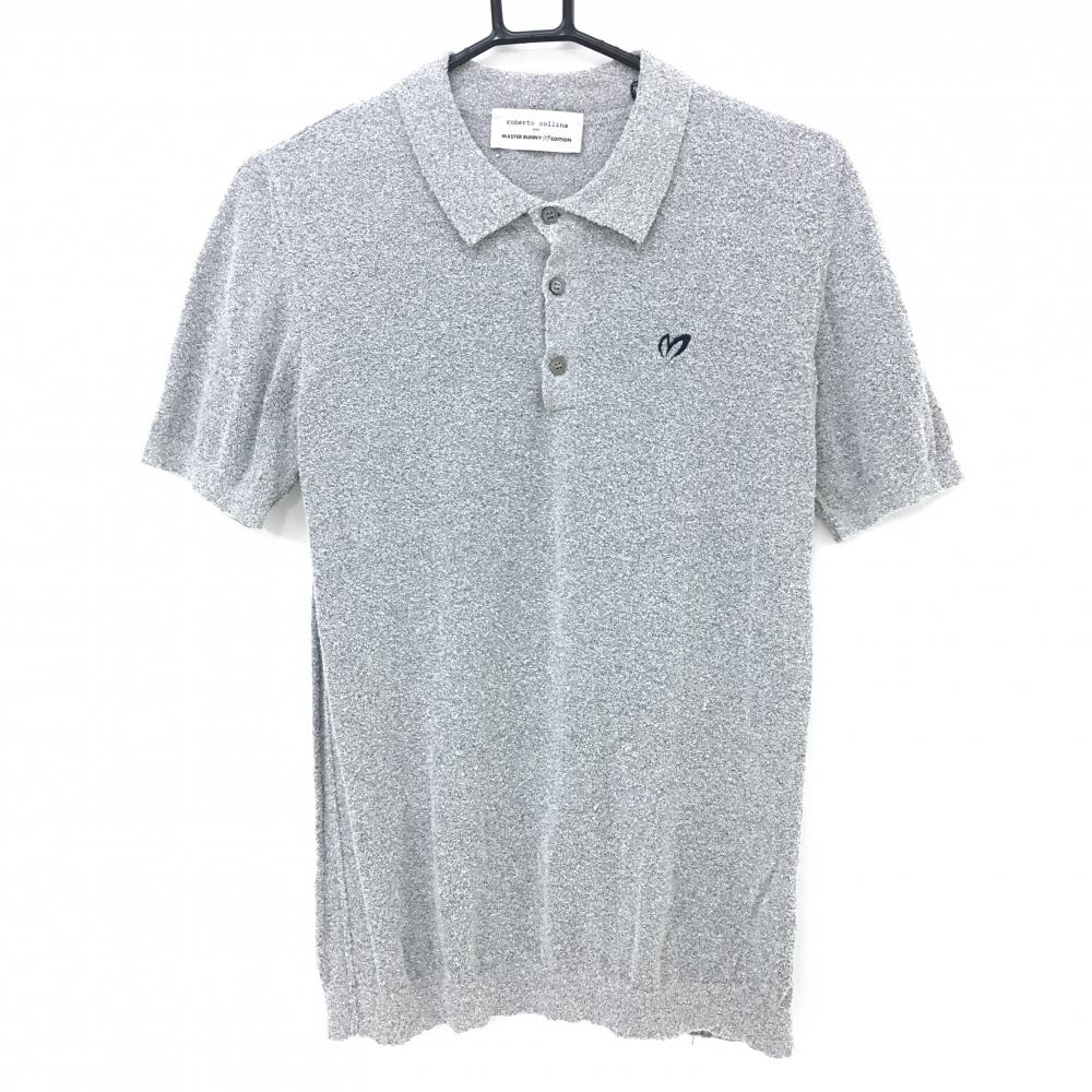 【美品】マスターバニー×roberto collina 半袖ポロシャツ 杢グレー パイル地調  メンズ 4(M) ゴルフウェア MASTER BUNNY EDITION