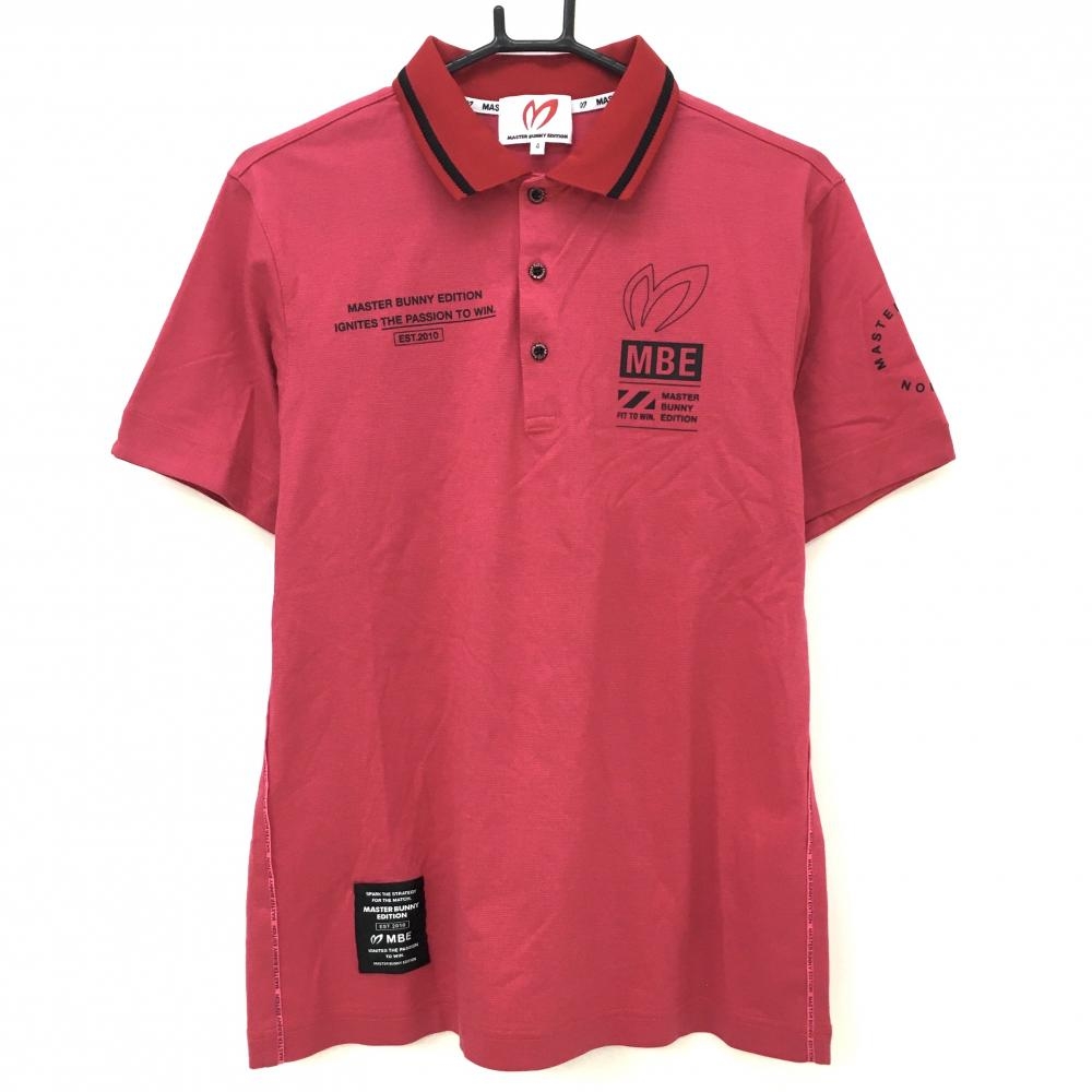 【超美品】マスターバニー 半袖ポロシャツ ピンク×レッドサイドロゴライン  メンズ 4(M) ゴルフウェア 2023年モデル MASTER BUNNY EDITION