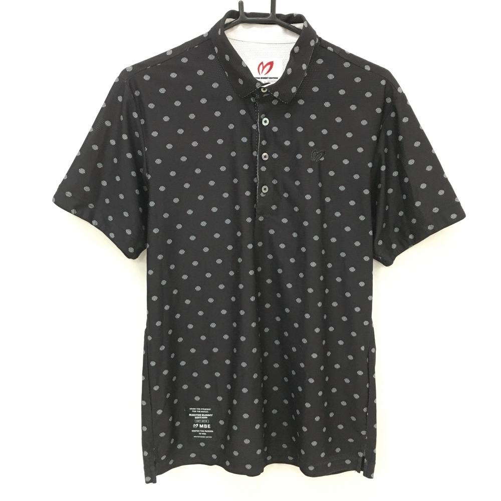 【美品】マスターバニー 半袖ポロシャツ 黒×白 ドット メッシュ生地 メンズ 4(M) ゴルフウェア MASTER BUNNY EDITION