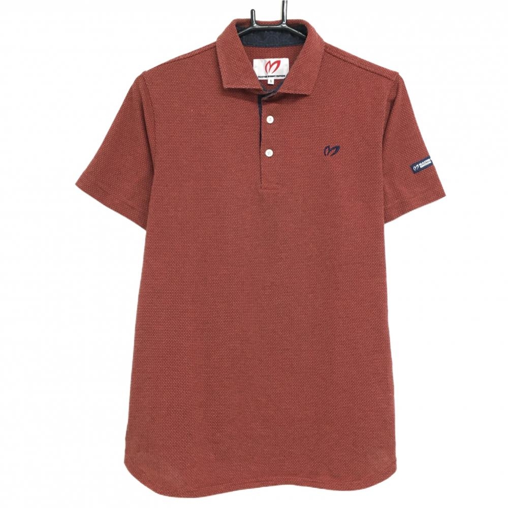 【美品】マスターバニー 半袖ポロシャツ レッド系 コットン混  メンズ 5(L) ゴルフウェア MASTER BUNNY EDITION
