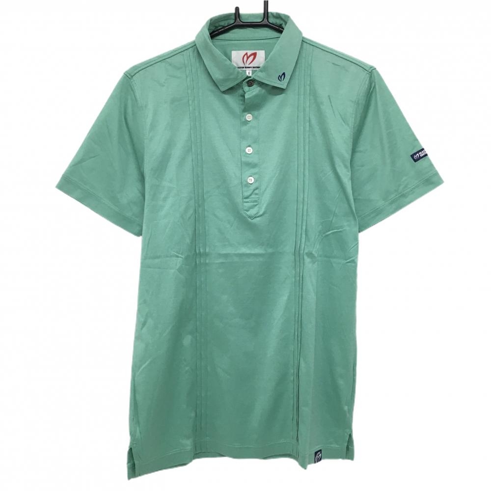 マスターバニー 半袖ポロシャツ ライトグリーン 襟ロゴネイビー  メンズ 6(XL) ゴルフウェア MASTER BUNNY EDITION