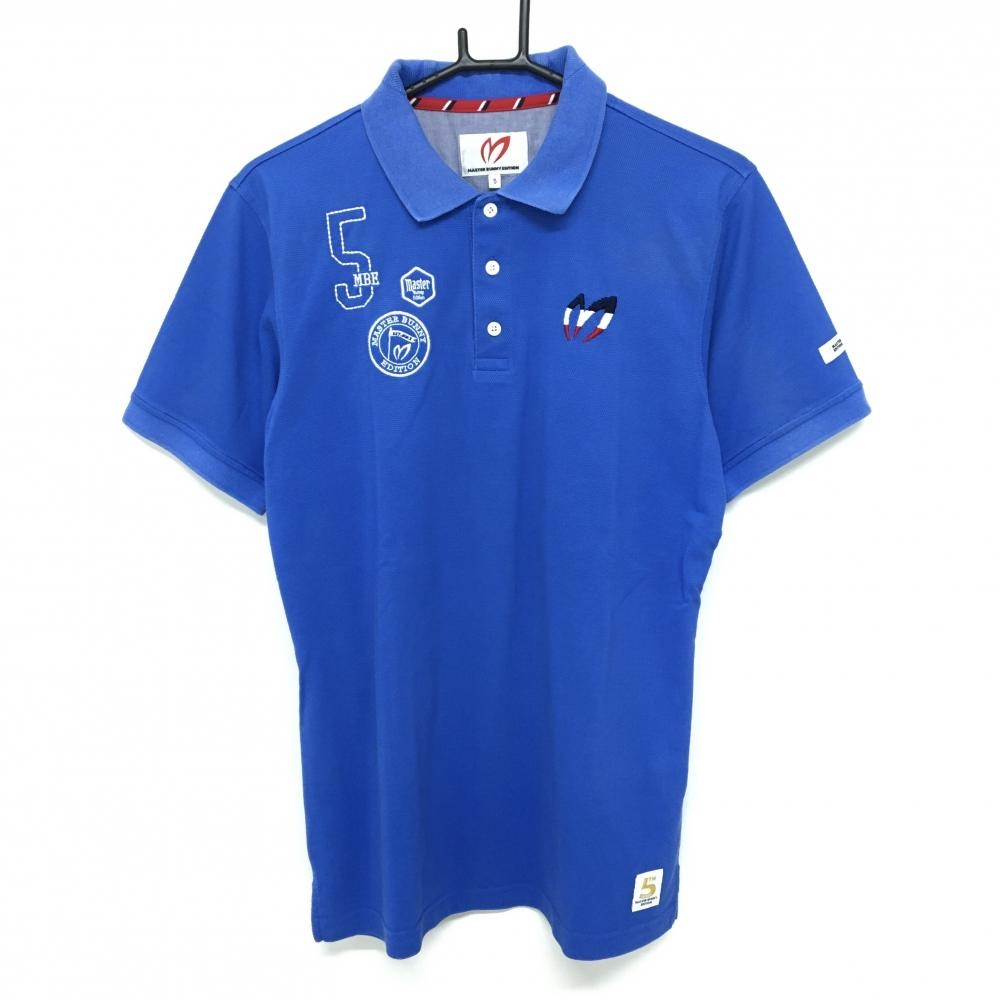 マスターバニー 半袖ポロシャツ ブルー ロゴ刺しゅう メンズ 5(L) ゴルフウェア MASTER BUNNY EDITION