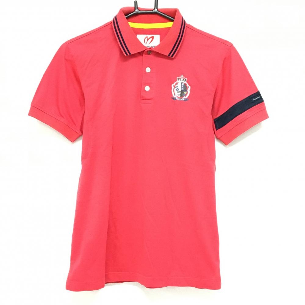 マスターバニー 半袖ポロシャツ レッド系×ネイビー 襟淵ライン メンズ 3(S) ゴルフウェア MASTER BUNNY EDITION