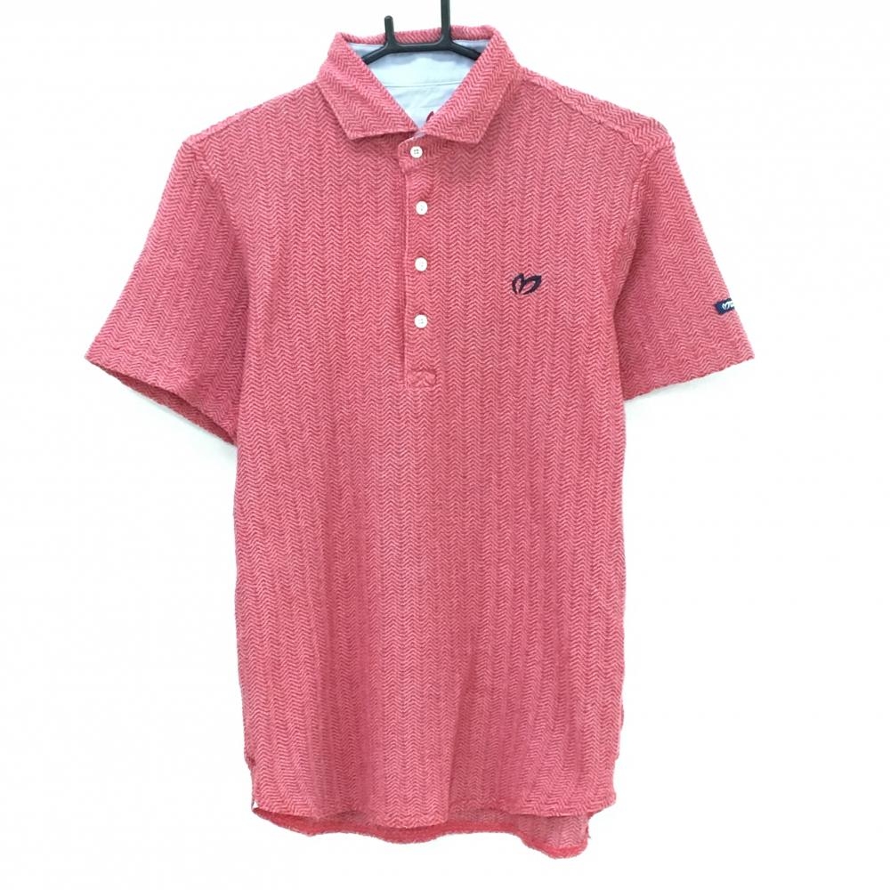 【超美品】マスターバニー 半袖ポロシャツ 杢レッド 織生地 ロゴ刺しゅう メンズ 4(M) ゴルフウェア MASTER BUNNY EDITION