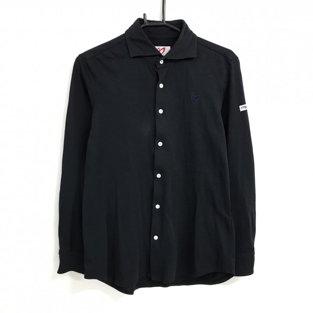 【美品】マスターバニー 長袖シャツ ダークネイビー 胸ロゴ刺しゅう  メンズ 5(L) ゴルフウェア MASTER BUNNY EDITION