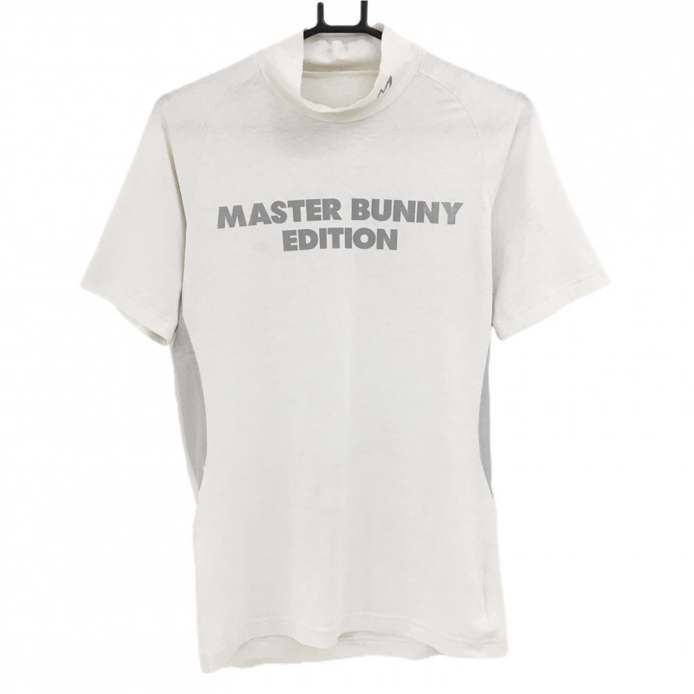 マスターバニー 半袖ハイネックシャツ 白×ライトグレー サイドメッシュ メンズ 4(M) ゴルフウェア MASTER BUNNY EDITION