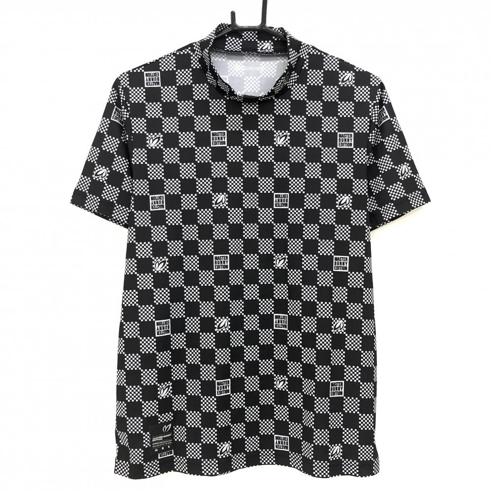 【超美品】マスターバニー 半袖ハイネックシャツ 黒×白 ブロックチェック メンズ 4(M) ゴルフウェア 2022年モデル MASTER BUNNY EDITION