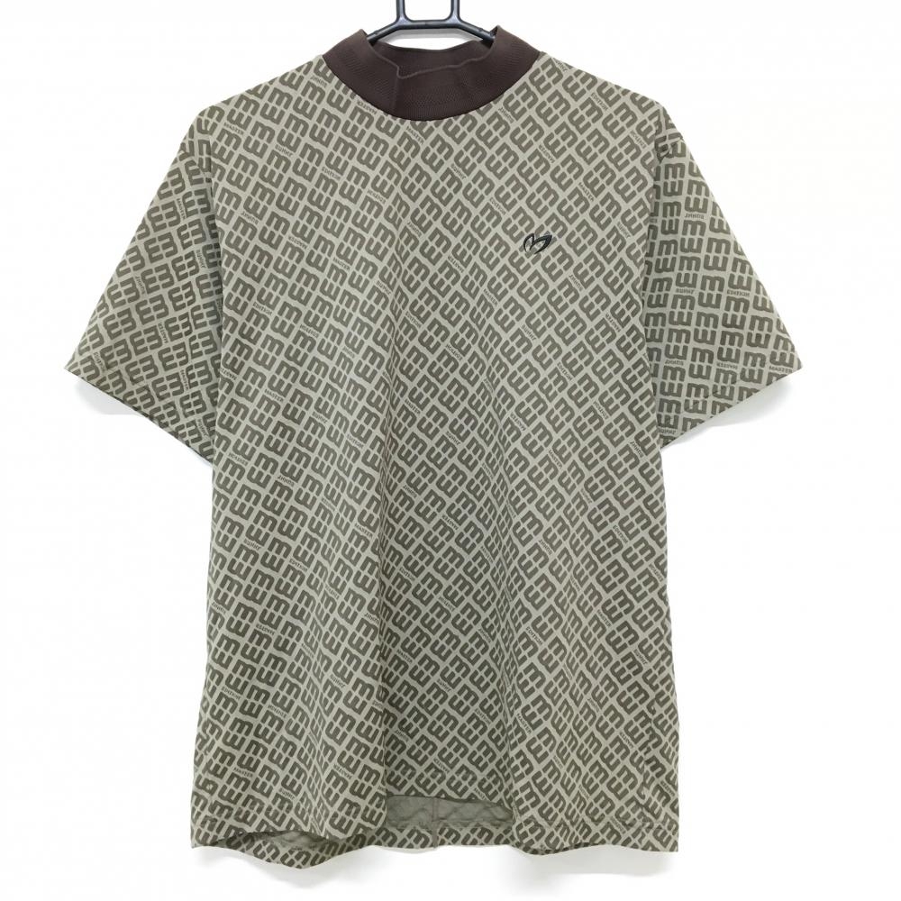 【超美品】マスターバニー 半袖ハイネックシャツ ブラウン系 総柄  メンズ 6(XL) ゴルフウェア 2024年モデル MASTER BUNNY EDITION