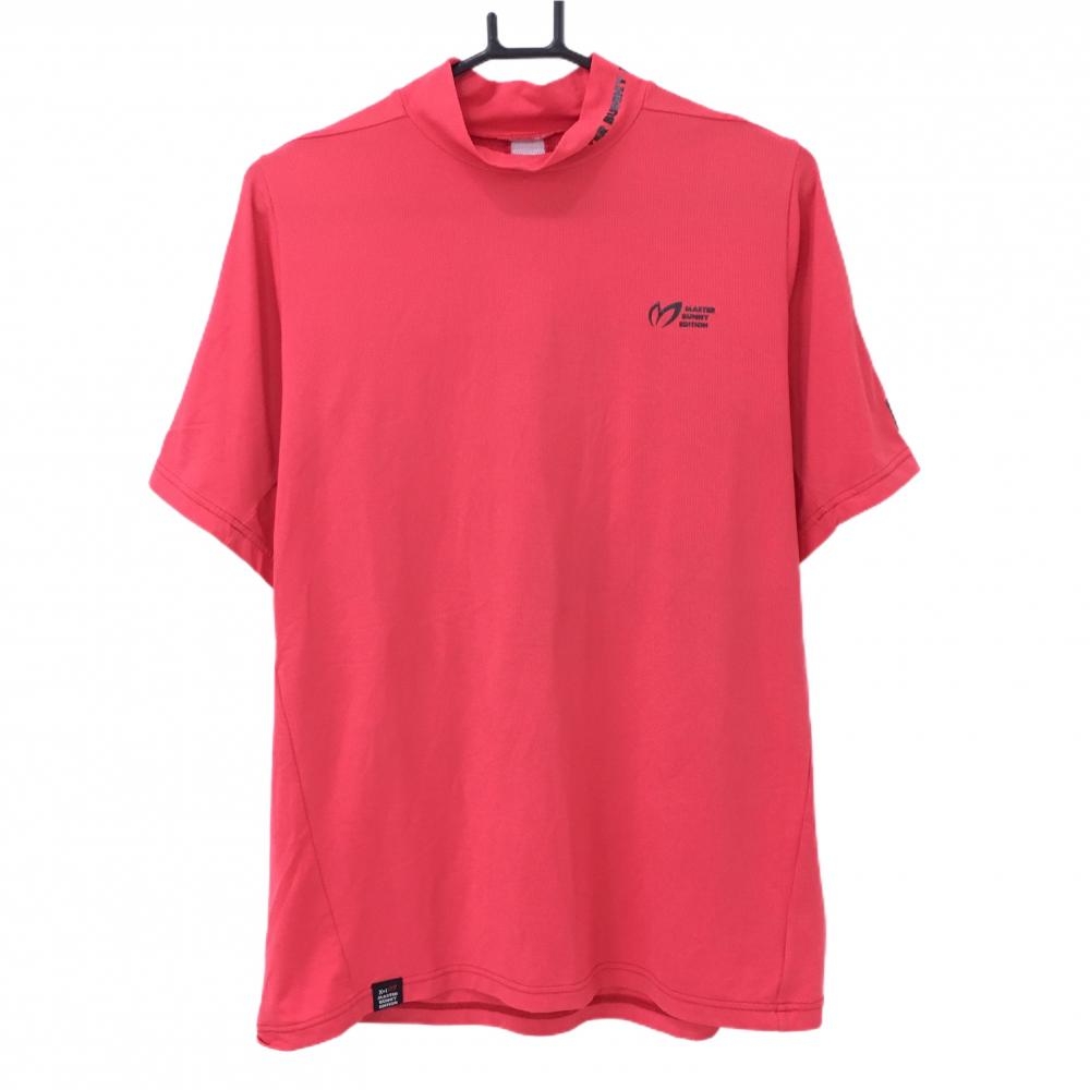 【美品】マスターバニー 半袖ハイネックシャツ レッド ロゴ黒 メンズ 7(2XL) ゴルフウェア MASTER BUNNY EDITION