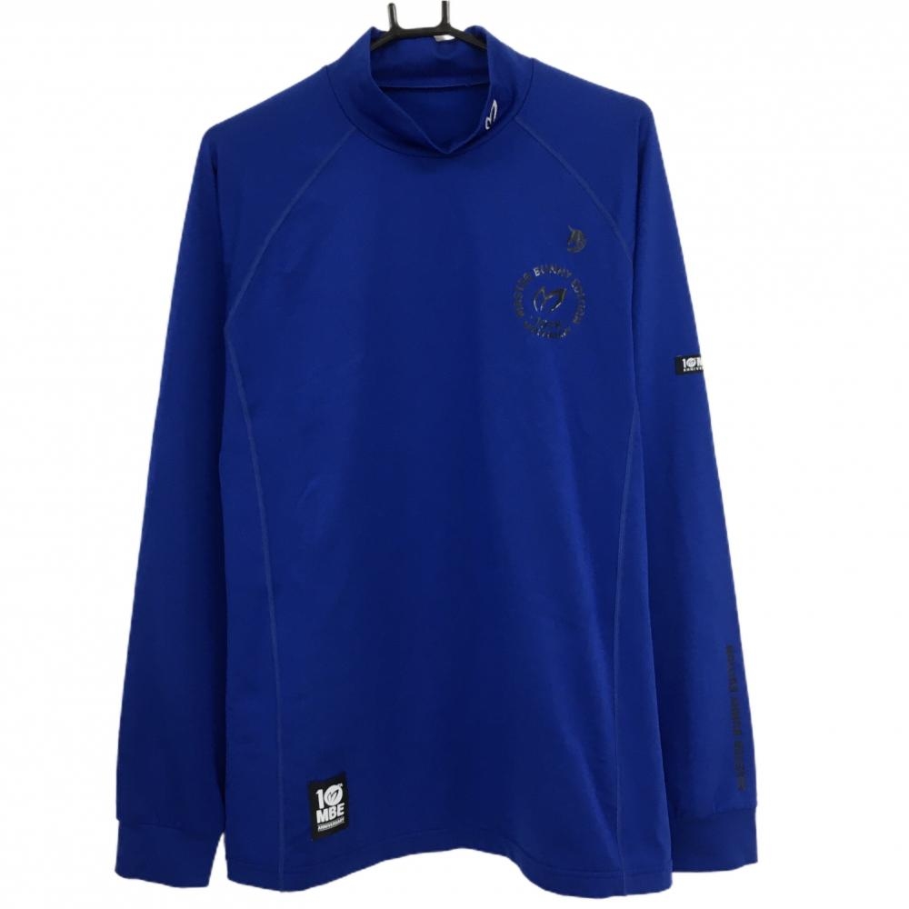 【超美品】マスターバニー 長袖ハイネックシャツ ブルー 裏微起毛 ストレッチ インナー メンズ 6(XL) ゴルフウェア MASTER BUNNY EDITION