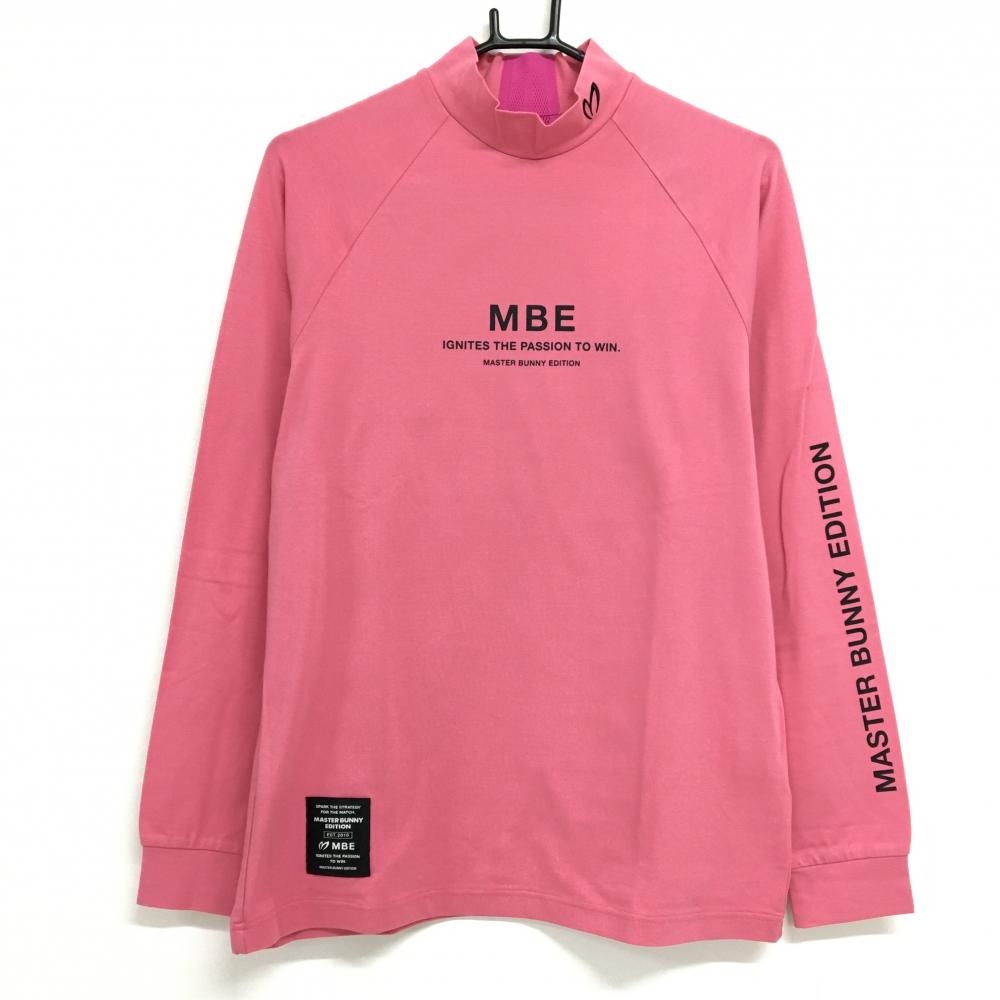 【新品】マスターバニー 長袖ハイネックシャツ ピンク ネックロゴ刺しゅう メンズ 4(M) ゴルフウェア 2024年モデル MASTER BUNNY EDITION