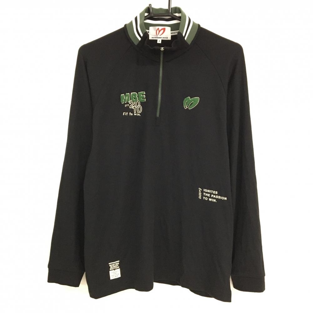 【超美品】マスターバニー 長袖ハイネックシャツ 黒×グリーン メンズ 4(M) ゴルフウェア 2024年モデル MASTER BUNNY EDITION