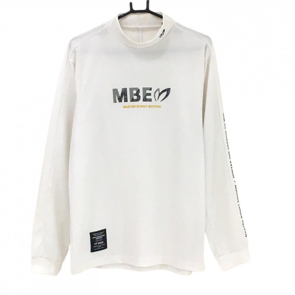 マスターバニー 長袖ハイネックシャツ 白 胸ロゴプリント メンズ 6(XL) ゴルフウェア 2024年モデル MASTER BUNNY EDITION