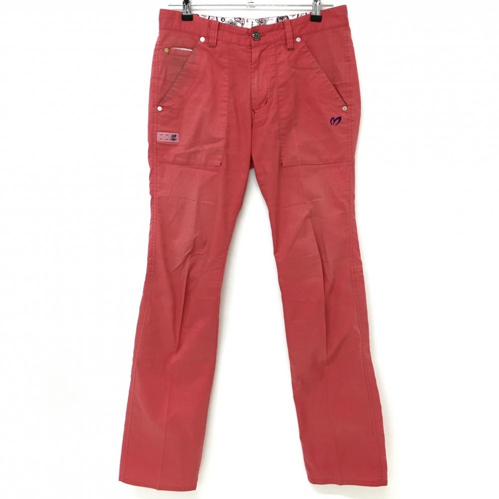 マスターバニー パンツ レッド ヘリンボーン織生地 ティー装着可  メンズ 4(M) ゴルフウェア MASTER BUNNY EDITION