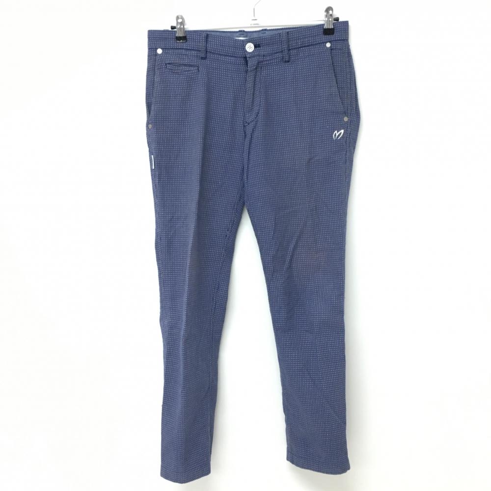 【美品】マスターバニー パンツ ブルー×白 総柄 コットン混  メンズ 4(M) ゴルフウェア MASTER BUNNY EDITION