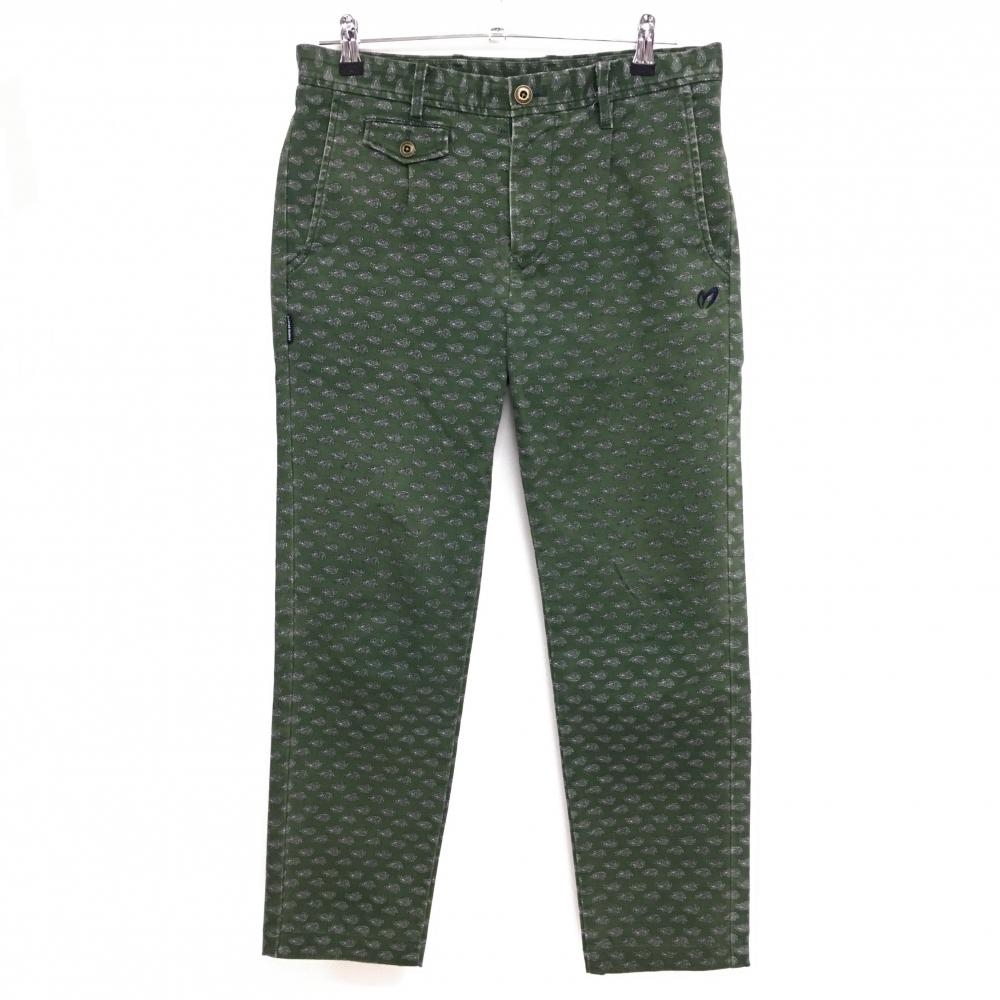 マスターバニー パンツ グリーン×白 ペイズリー柄 ストレッチ メンズ 4(M) ゴルフウェア MASTER BUNNY EDITION