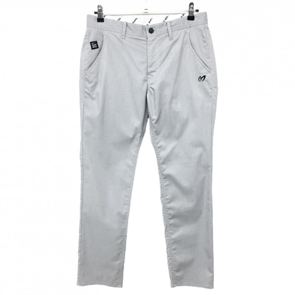 【超美品】マスターバニー パンツ グレー×白 ロゴ黒 ストレッチ メンズ 4(M) ゴルフウェア MASTER BUNNY EDITION