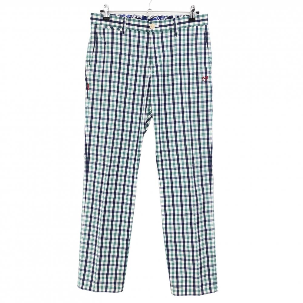 マスターバニー パンツ グリーン×ネイビー×白 チェック  メンズ 4(M) ゴルフウェア MASTER BUNNY EDITION