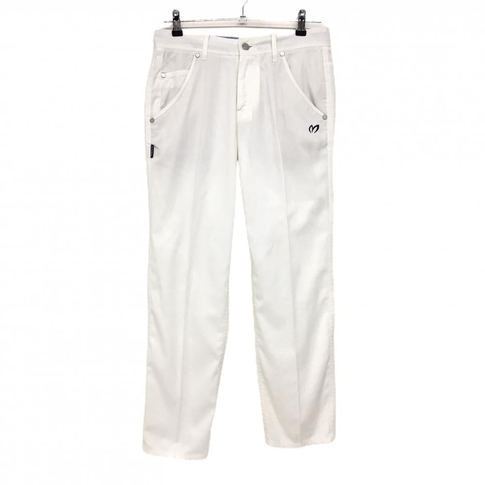 【美品】マスターバニー パンツ 白 ロゴネイビー刺しゅう  メンズ 3(S) ゴルフウェア MASTER BUNNY EDITION