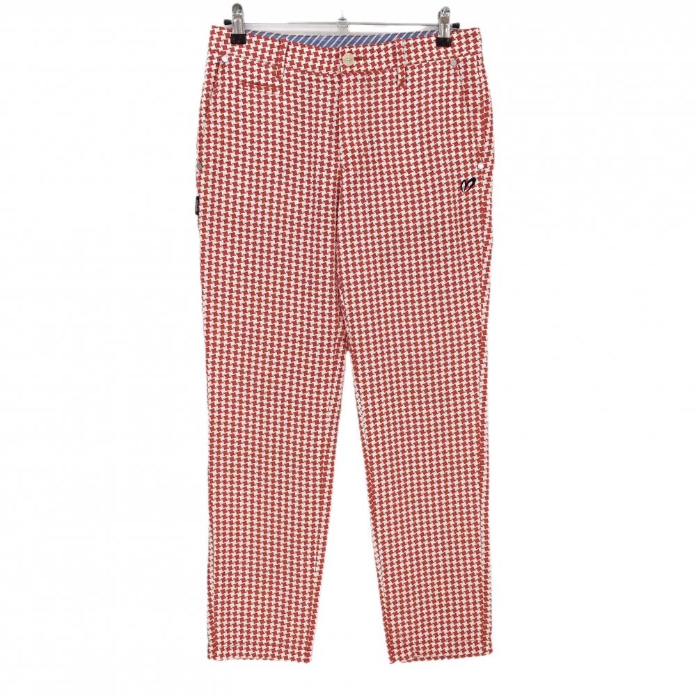マスターバニー パンツ 白×レッド 千鳥格子 メンズ 4(M) ゴルフウェア MASTER BUNNY EDITION