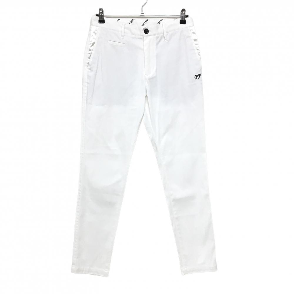 【美品】マスターバニー パンツ 白 総柄地模様 ロゴ刺しゅう メンズ 3(S) ゴルフウェア MASTER BUNNY EDITION