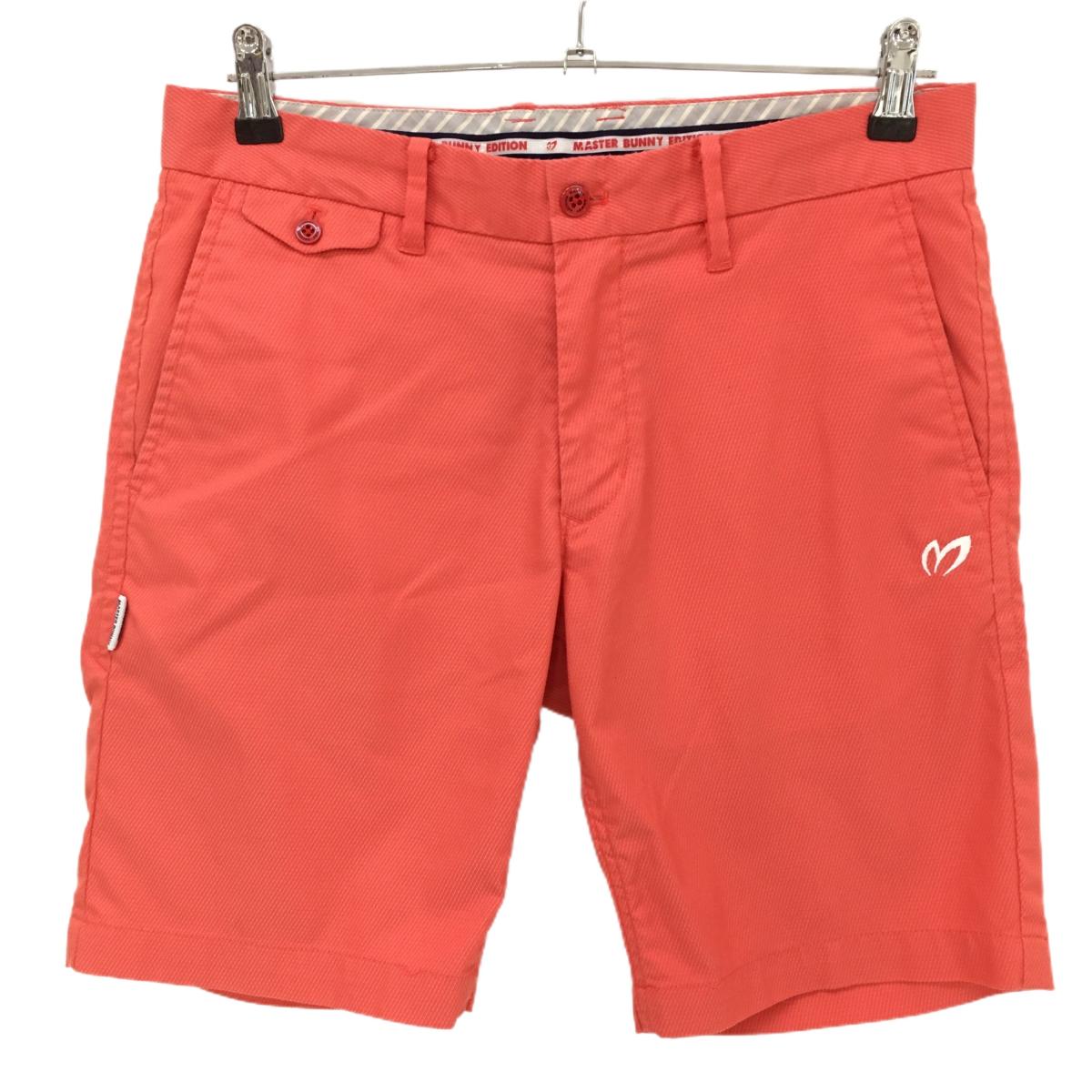 マスターバニー ハーフパンツ サーモンピンク 斜めストライプ地模様 ロゴ白 ストレッチ  メンズ 4(M) ゴルフウェア MASTER BUNNY EDITION